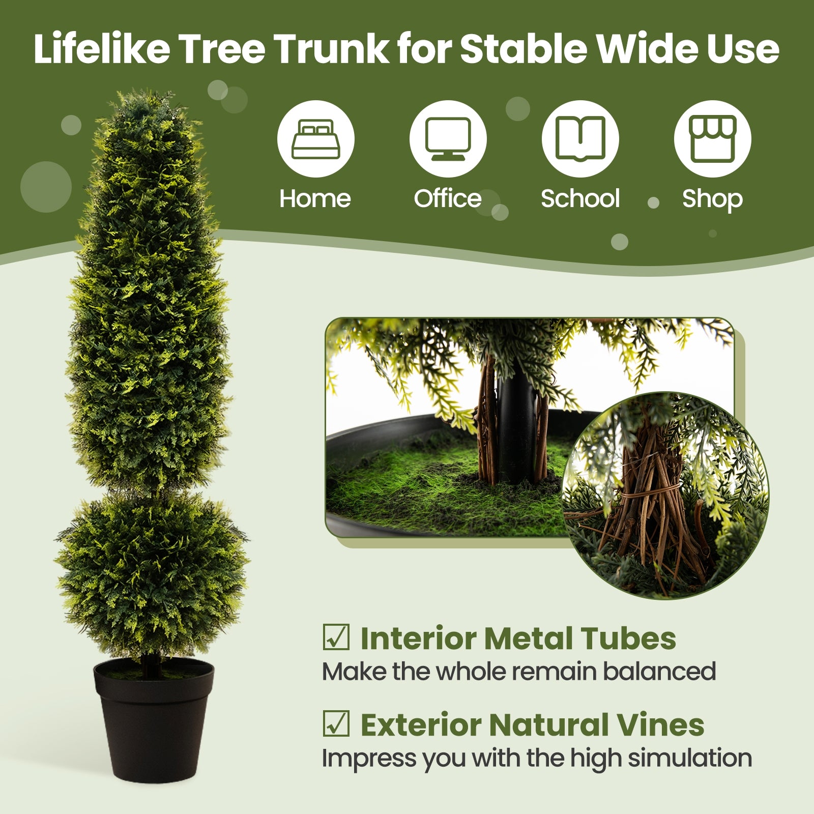 4 Feet Artificial Boxwood Topiary Tree with Natural Vines and PE Leaves, Green Faux Plants at Gallery Canada