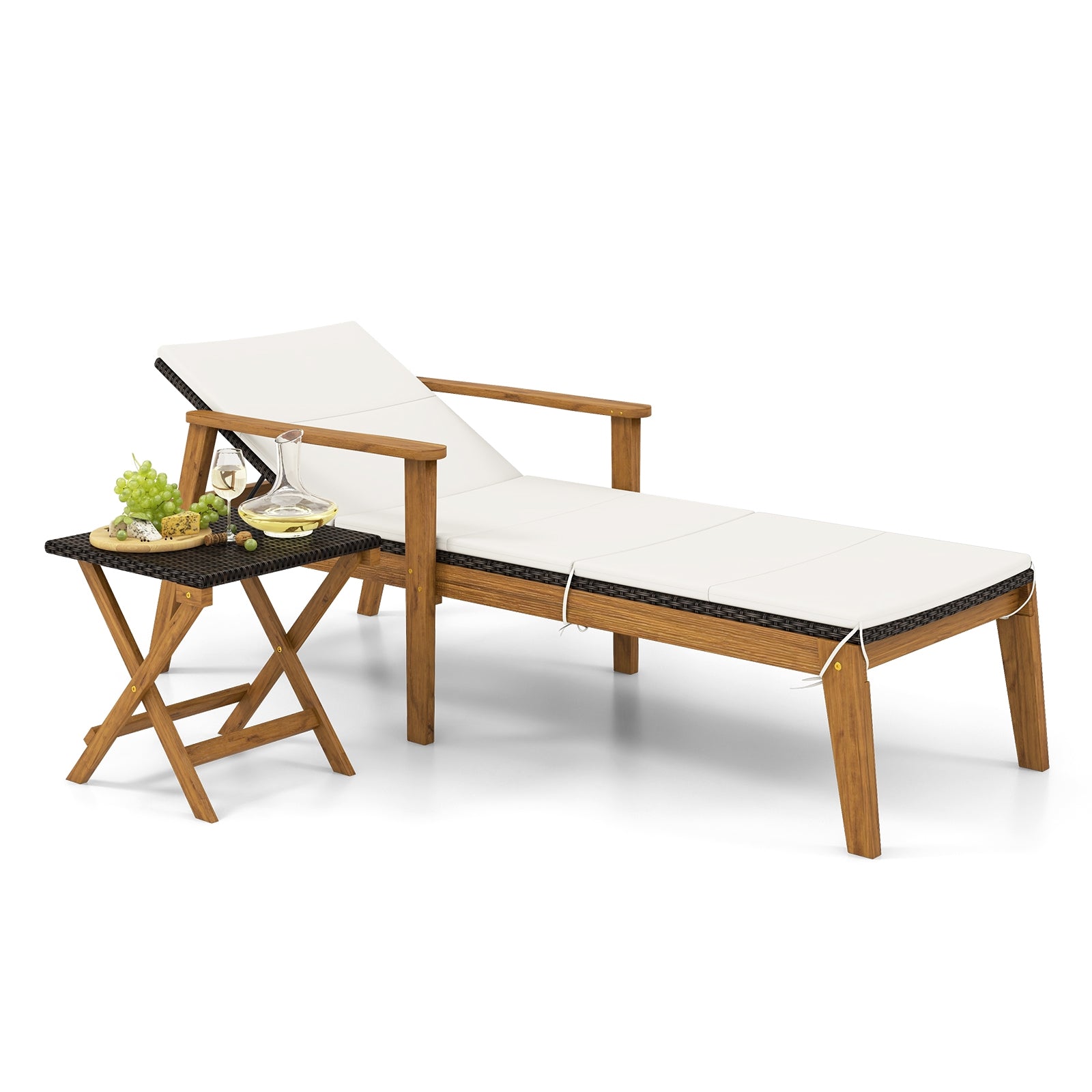 2 Piece Outdoor Chaise Lounge Chair Set Rattan Patio Chaise with Armrests Patio Conversation Sets at Gallery Canada