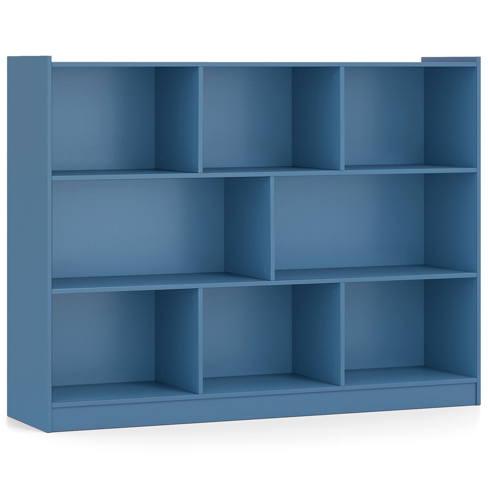 3-Tier Open Bookcase 8-Cube Floor Standing Storage Shelves, Blue Bookcases Blue at Gallery Canada