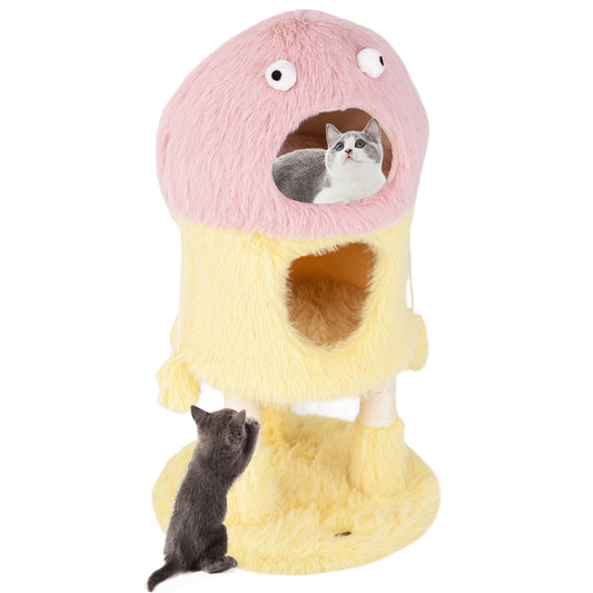 Cute Monster-Themed Cat Tower with 2 Private Condos and 3-Level Activity Center, Yellow Cat Trees Condos & Scratchers Yellow  at Gallery Canada