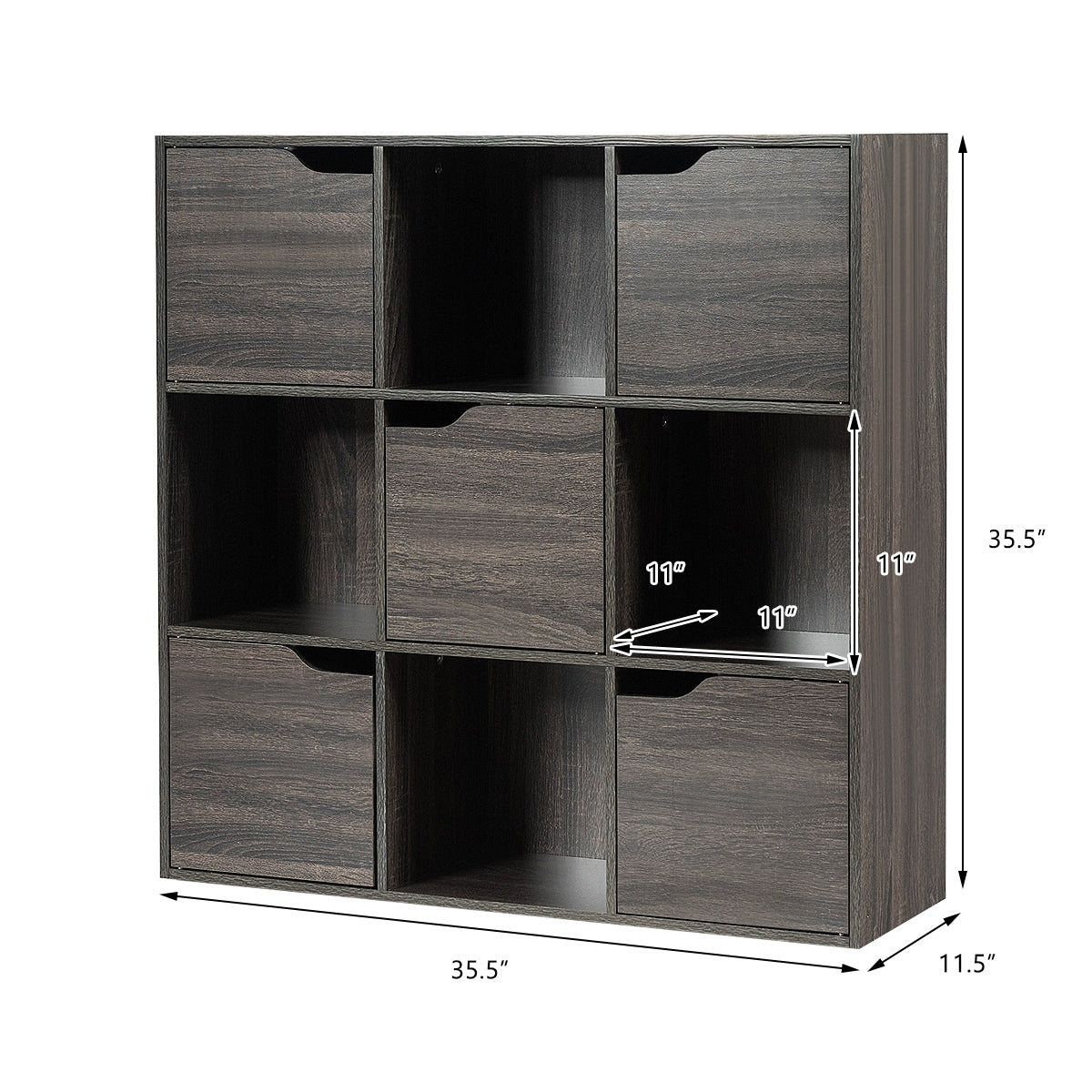 9-Cube Wooden Freestanding Bookcase for Home and Office, Gray Bookcases at Gallery Canada
