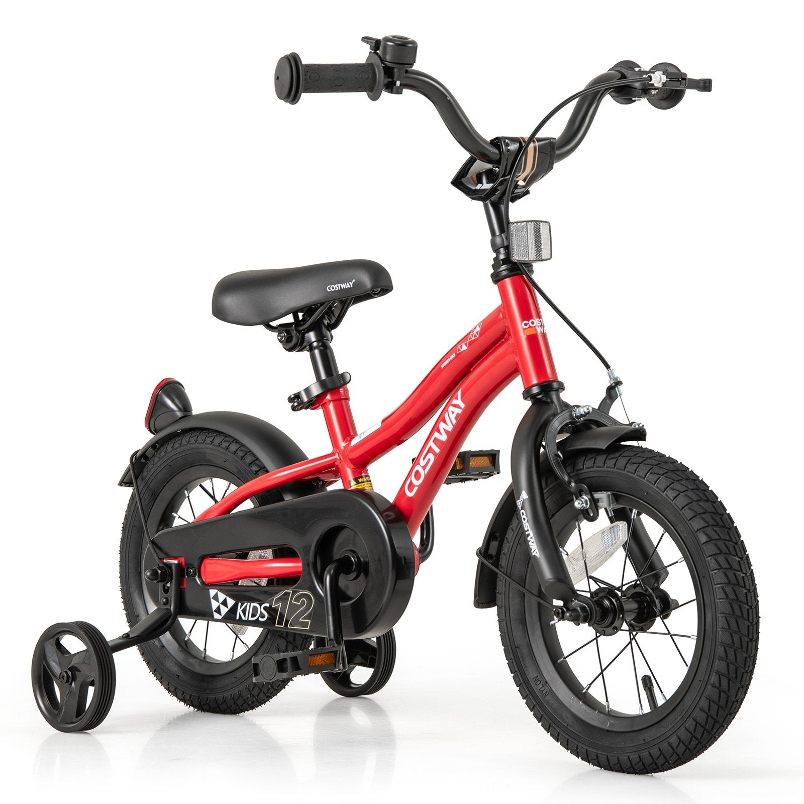 12 Inch Kids Bike Adjustable Bicycle with Reflectors and Bell for 3-4 Years Old, Red Kids Bike Red at Gallery Canada