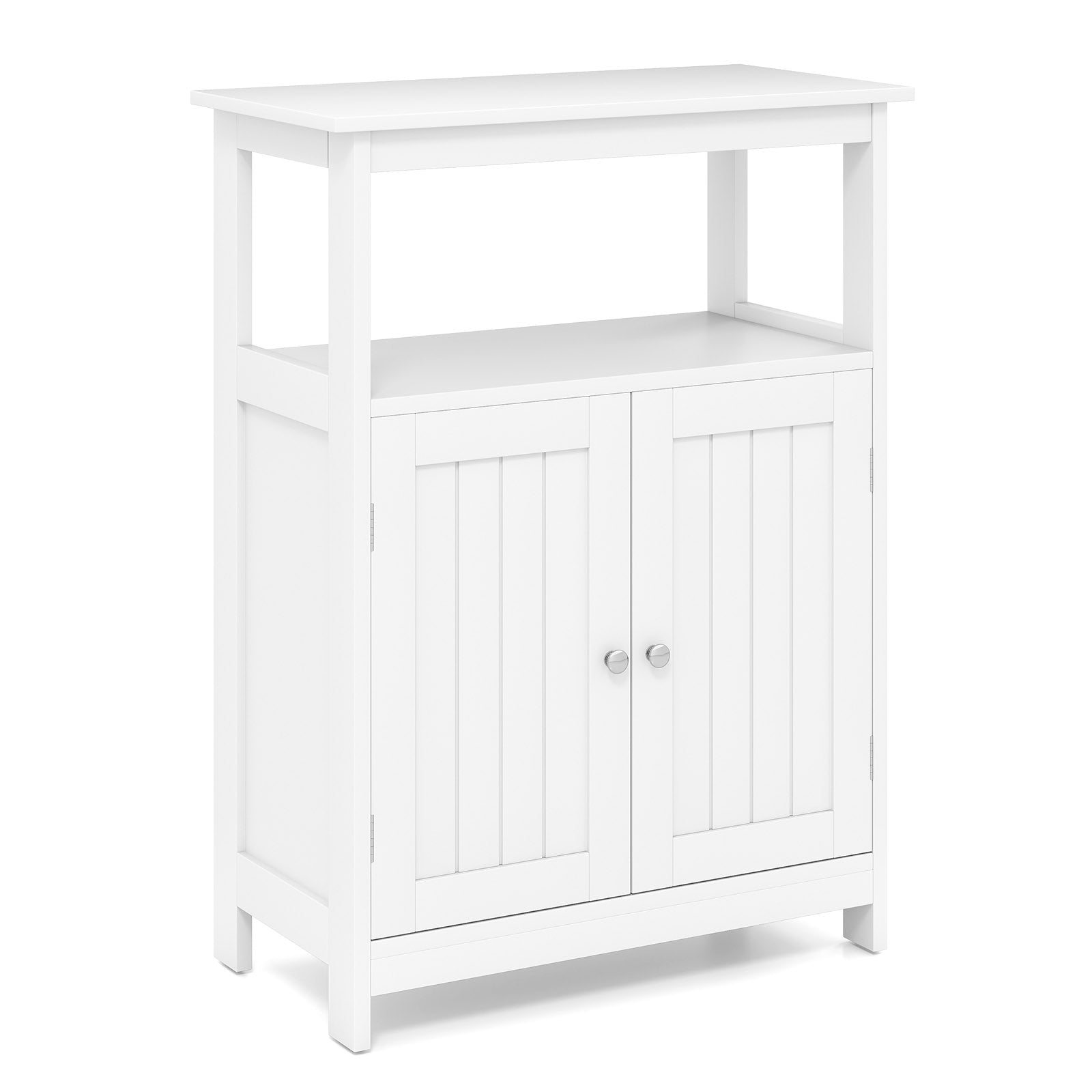 Bathroom Floor Cabinet Freestanding Storage Organizer with Open Compartment, White Floor Cabinets White at Gallery Canada