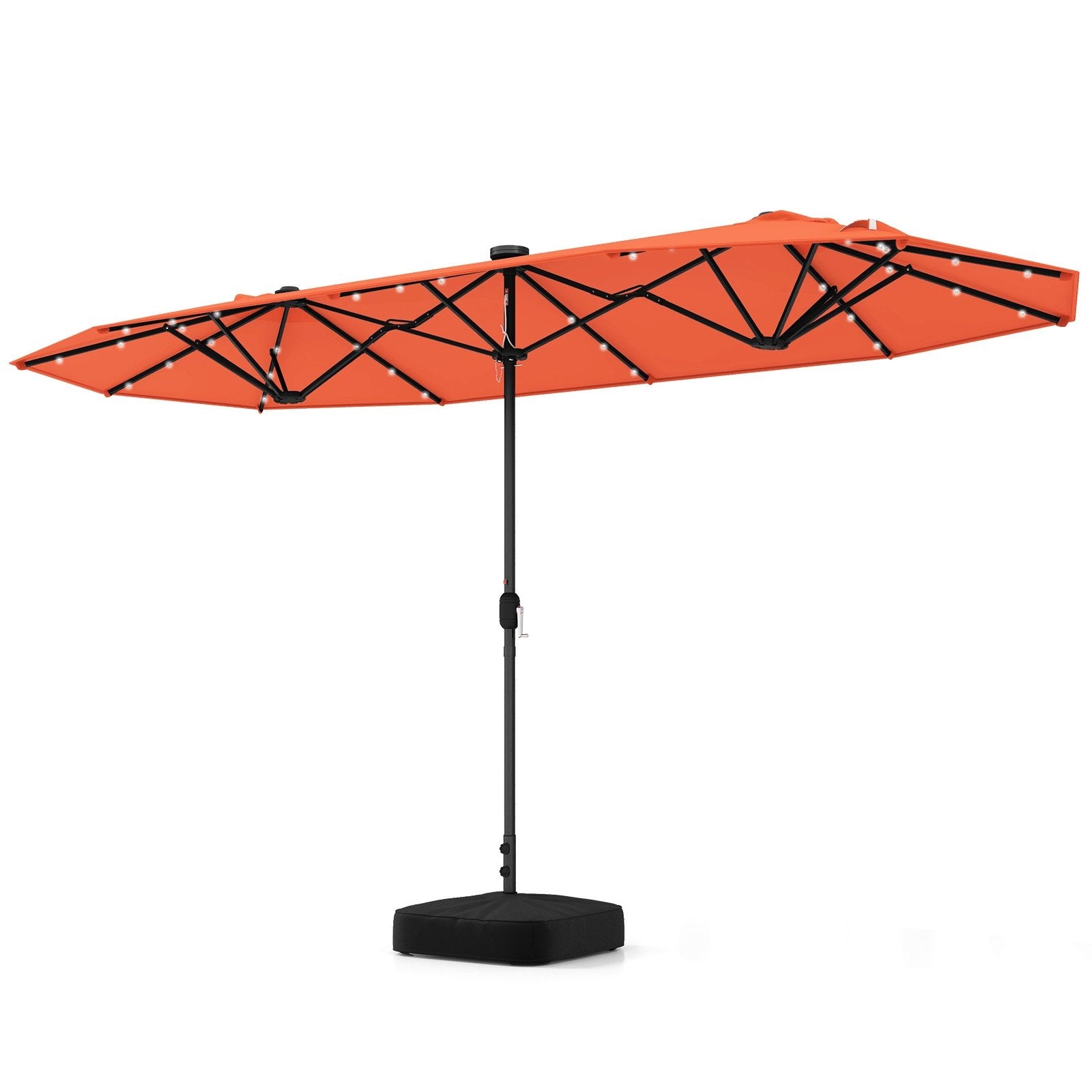 13FT Double-sided Patio Umbrella with Solar Lights for Garden Pool Backyard, Orange Outdoor Umbrellas Orange at Gallery Canada