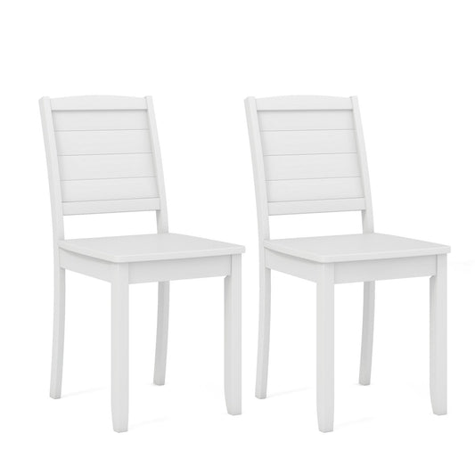 Wood Dining Chair Set of 2 Armless Kitchen Chairs with Rubber Wood Legs, White Dining Chairs White  at Gallery Canada