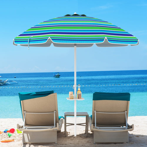 7.2 Feet Portable Outdoor Beach Umbrella with Sand Anchor and Tilt Mechanism, Green