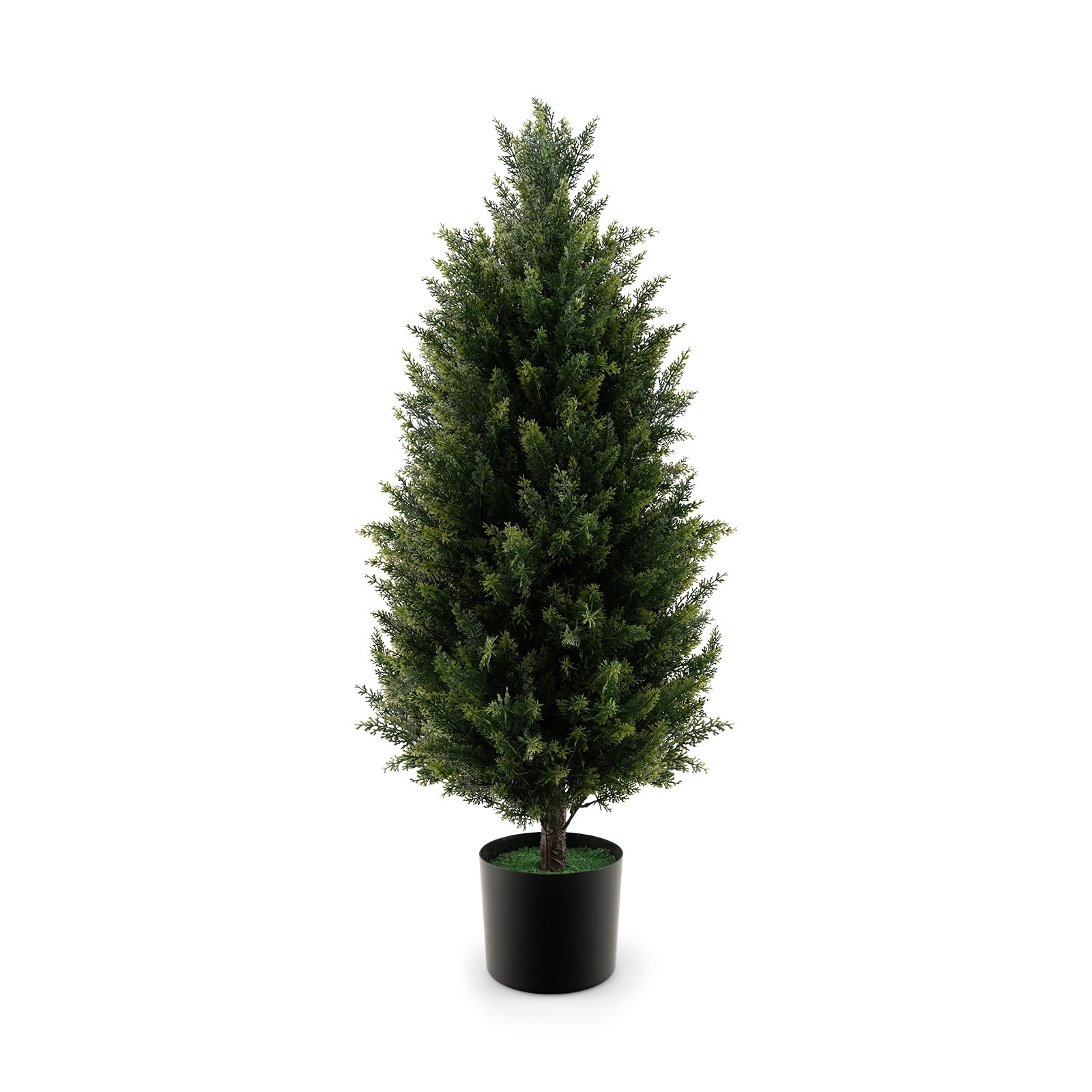 3 Feet Artificial Topiary Cedar Tree with Cement Plastic Pot and Faux Moss, Green Faux Plants Green at Gallery Canada