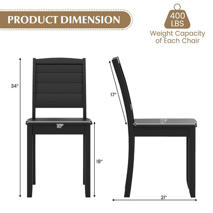 Wood Dining Chair Set of 2 Armless Kitchen Chairs with Rubber Wood Legs, Black Dining Chairs   at Gallery Canada