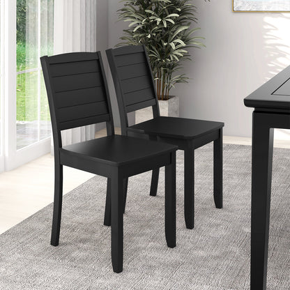 Wood Dining Chair Set of 2 Armless Kitchen Chairs with Rubber Wood Legs, Black Dining Chairs   at Gallery Canada