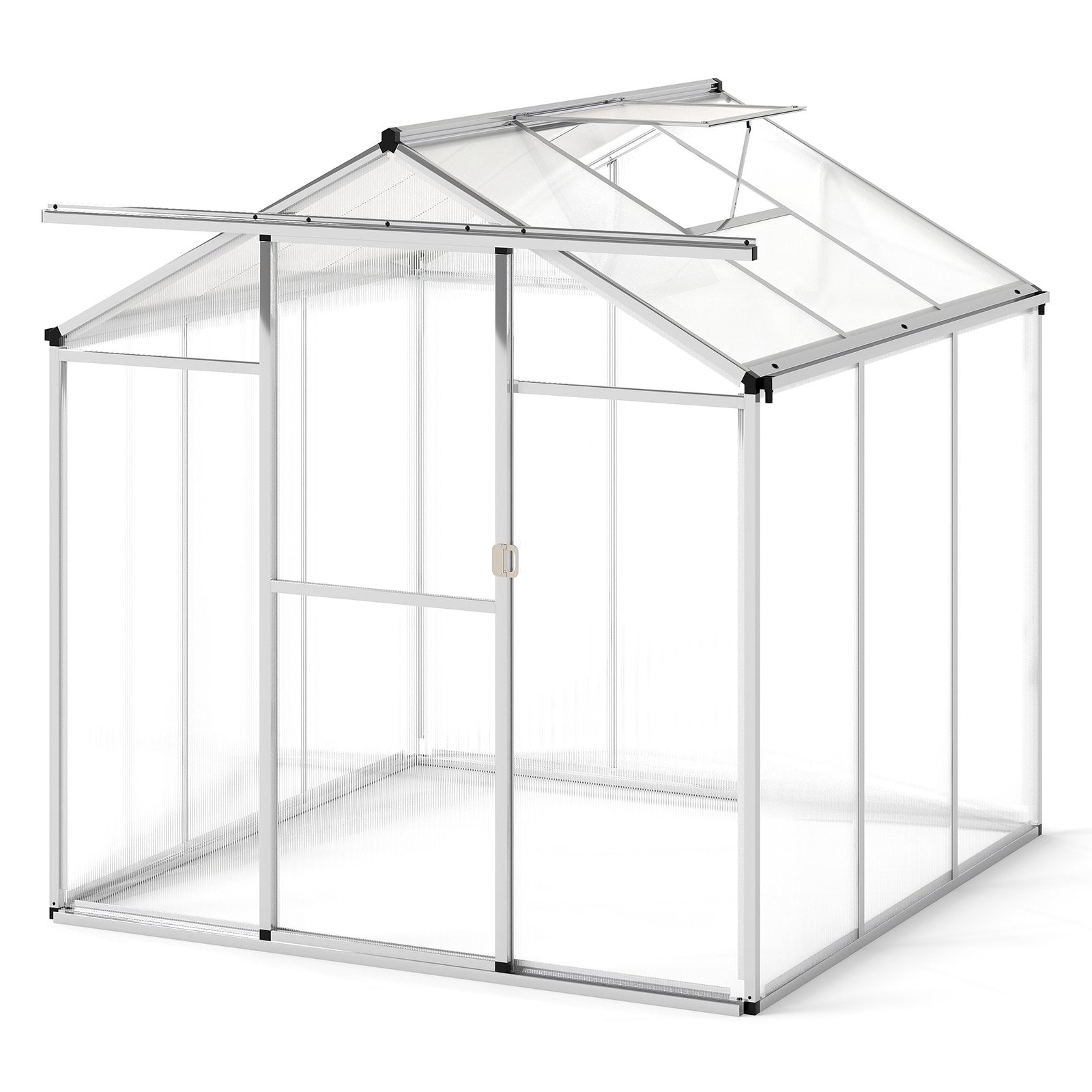 Large Walk-in Green House with Rain Gutters and Polycarbonate Panels-6 FT, Silver Greenhouses Silver at Gallery Canada