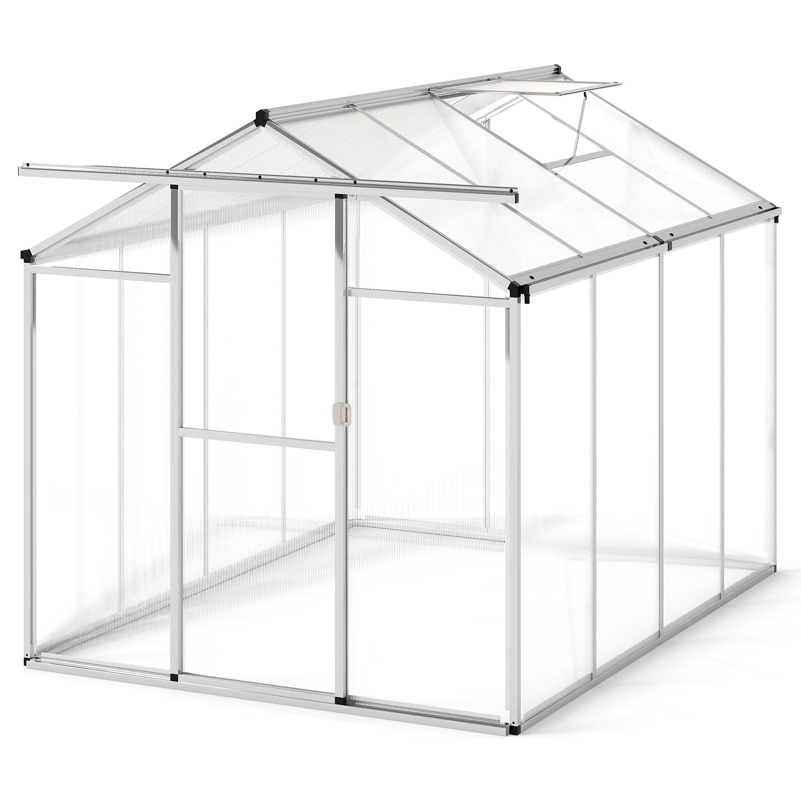 Large Walk-in Green House with Rain Gutters and Polycarbonate Panels-8 FT, Silver Greenhouses Silver at Gallery Canada
