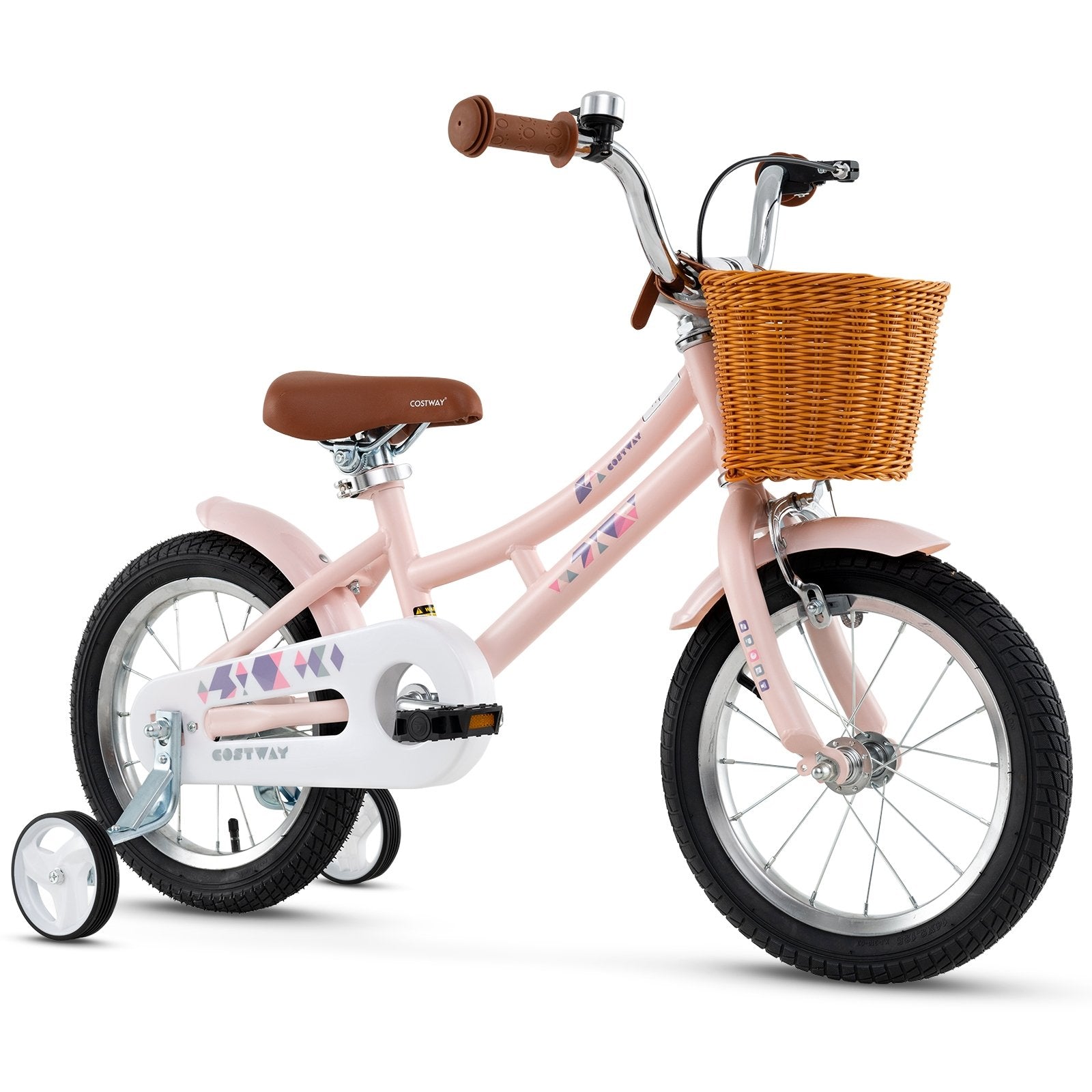 14 Inch Kids Bike Retro Bicycle with Adjustable Height and Basket for Ages 3-5 Years Old, Pink Kids Bike Pink at Gallery Canada