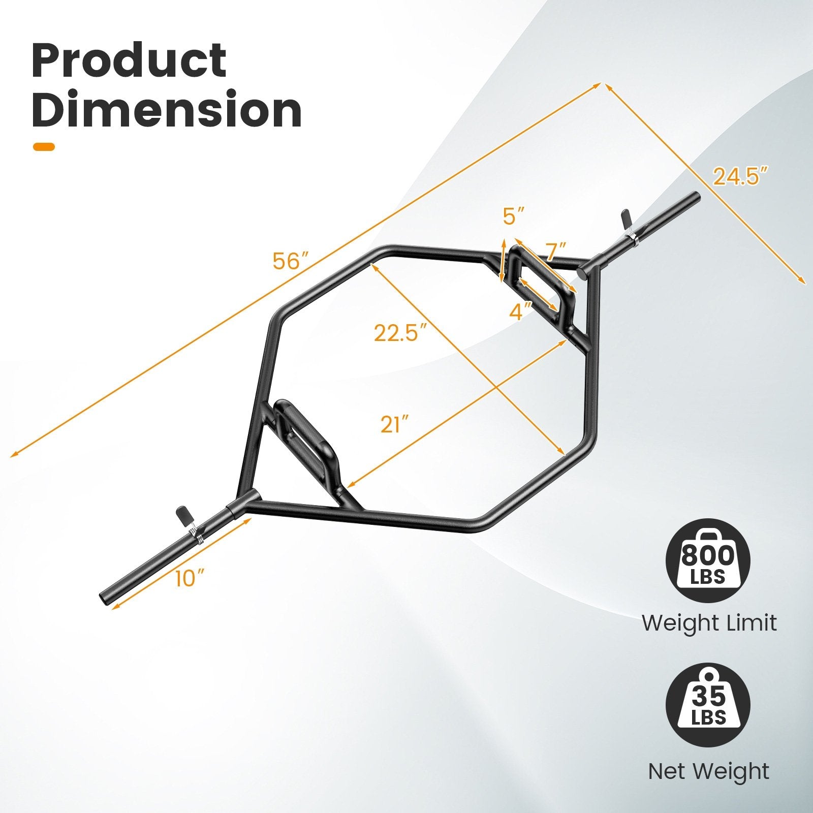 Olympic Hex Trap Bar with 2 Spring Collars and Foldable Handle, Black Weights Accessories at Gallery Canada