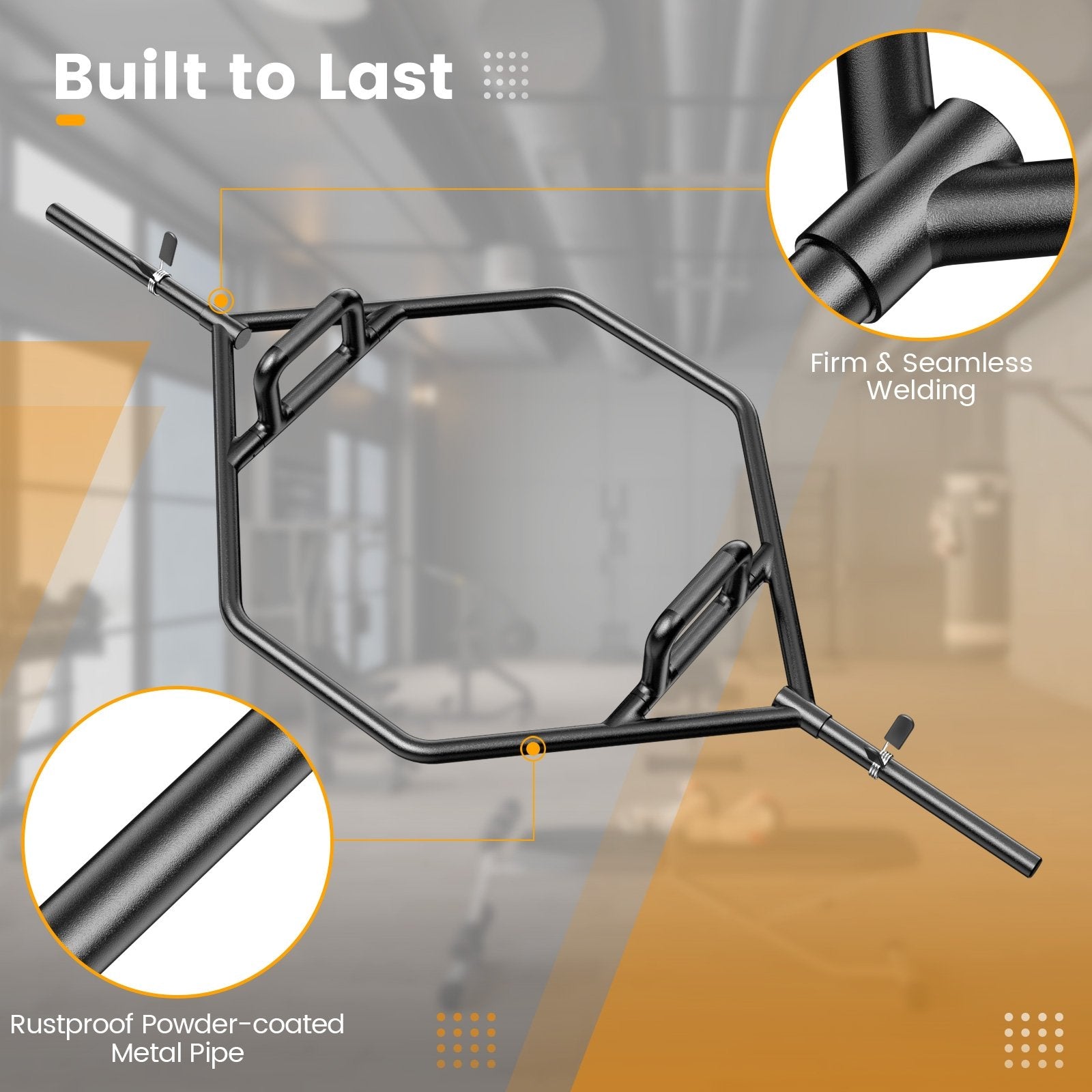 Olympic Hex Trap Bar with 2 Spring Collars and Foldable Handle, Black Weights Accessories at Gallery Canada