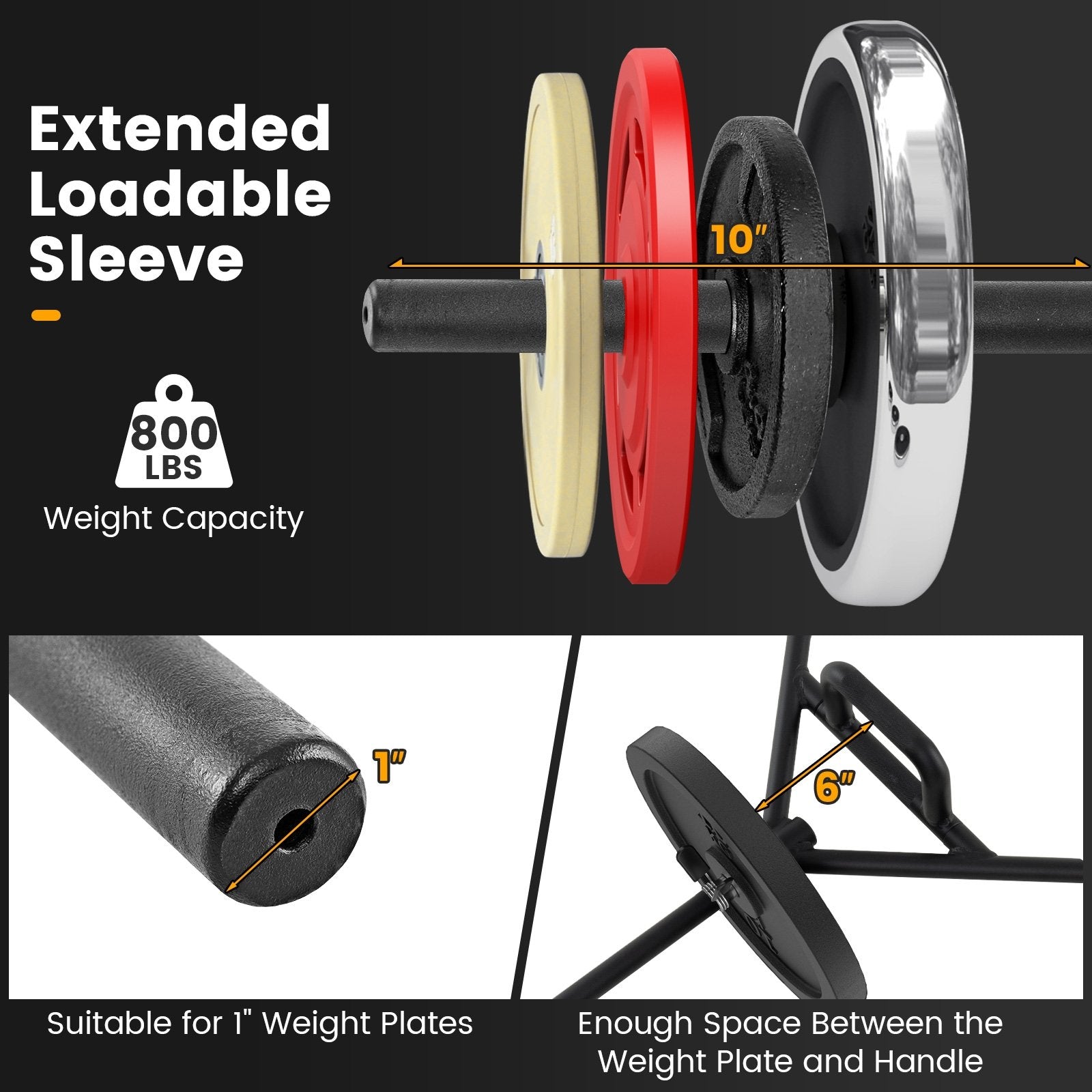 Olympic Hex Trap Bar with 2 Spring Collars and Foldable Handle, Black Weights Accessories at Gallery Canada