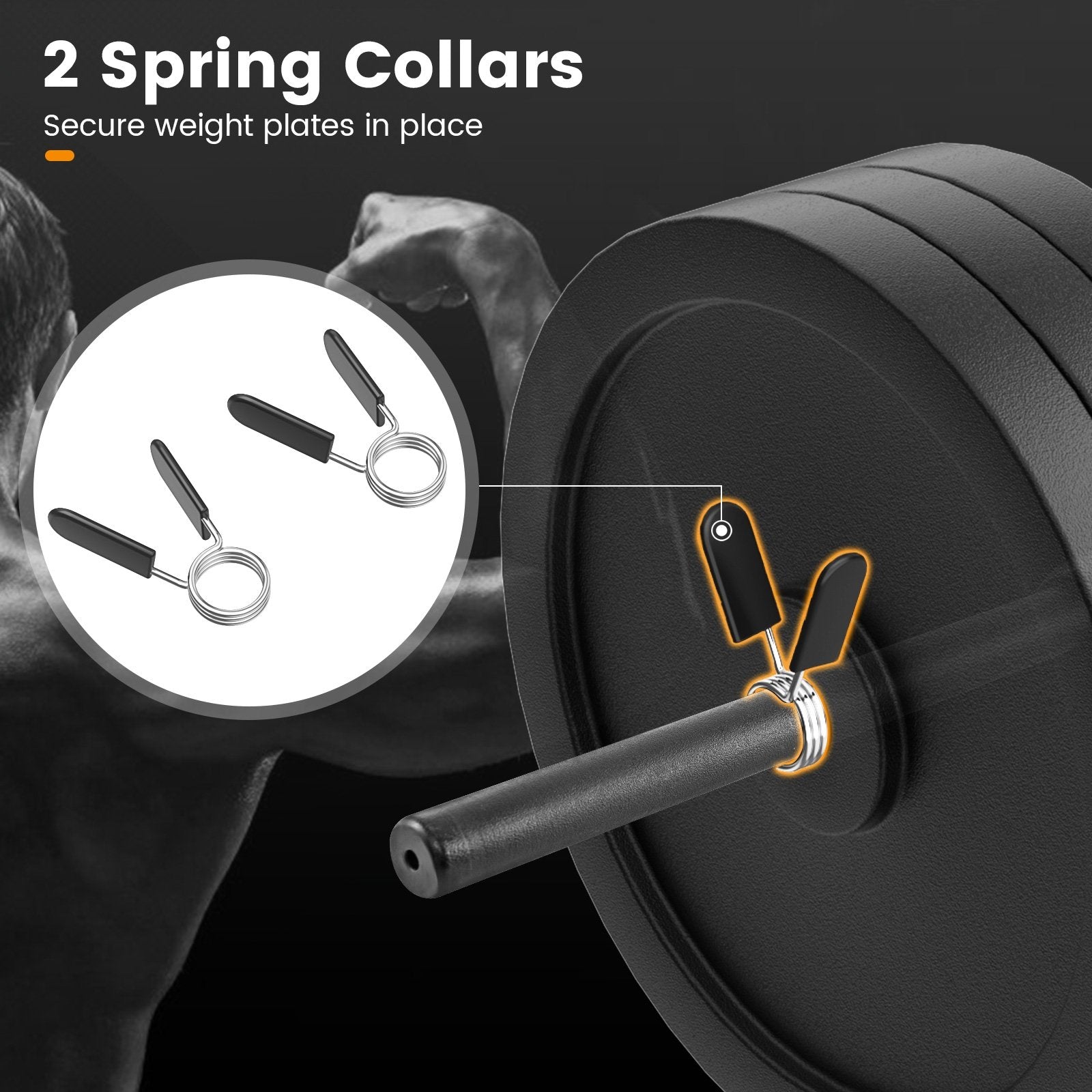 Olympic Hex Trap Bar with 2 Spring Collars and Foldable Handle, Black Weights Accessories at Gallery Canada