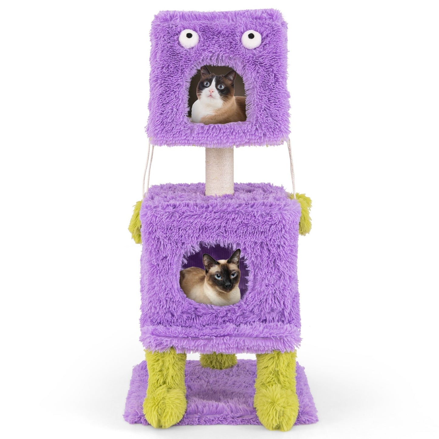 Cute Monster-Themed Cat Tower with 2 Private Condos for Small Place, Purple Cat Trees Condos & Scratchers Purple  at Gallery Canada