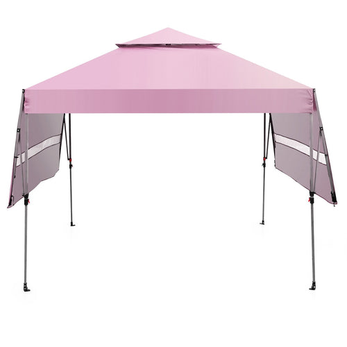 10 x 17.6 Feet Outdoor Instant Pop-up Canopy Tent with Dual Half Awnings, Pink
