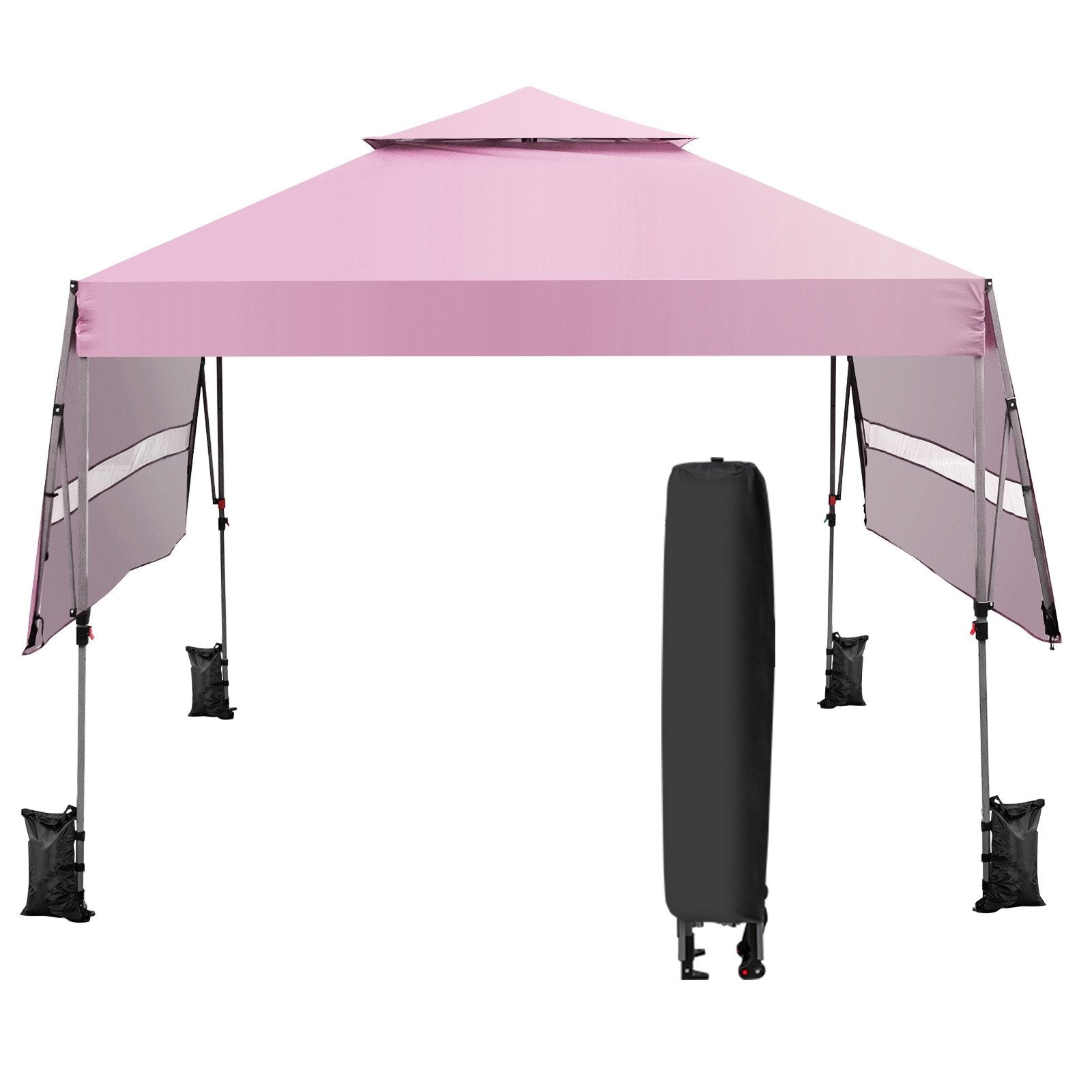 10 x 17.6 Feet Outdoor Instant Pop-up Canopy Tent with Dual Half Awnings, Pink Canopies at Gallery Canada