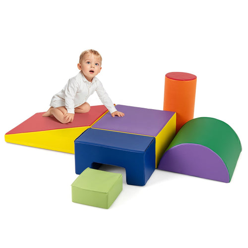 6 Pieces Foam Climbing Blocks Indoor Climb and Crawl Activity Playset with Rectangles, Purple