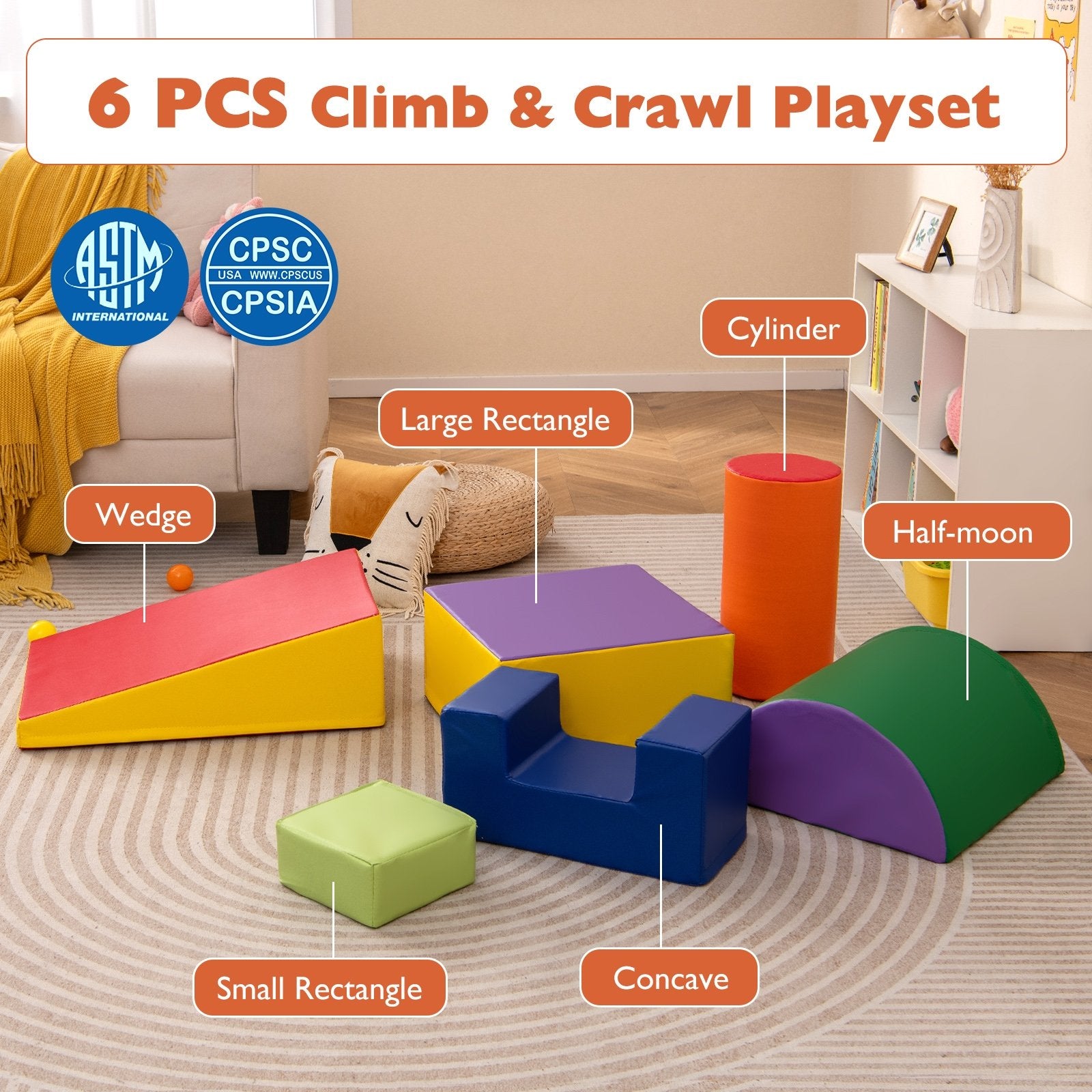 6 Pieces Foam Climbing Blocks Indoor Climb and Crawl Activity Playset with Rectangles, Purple Climbers & Slides at Gallery Canada