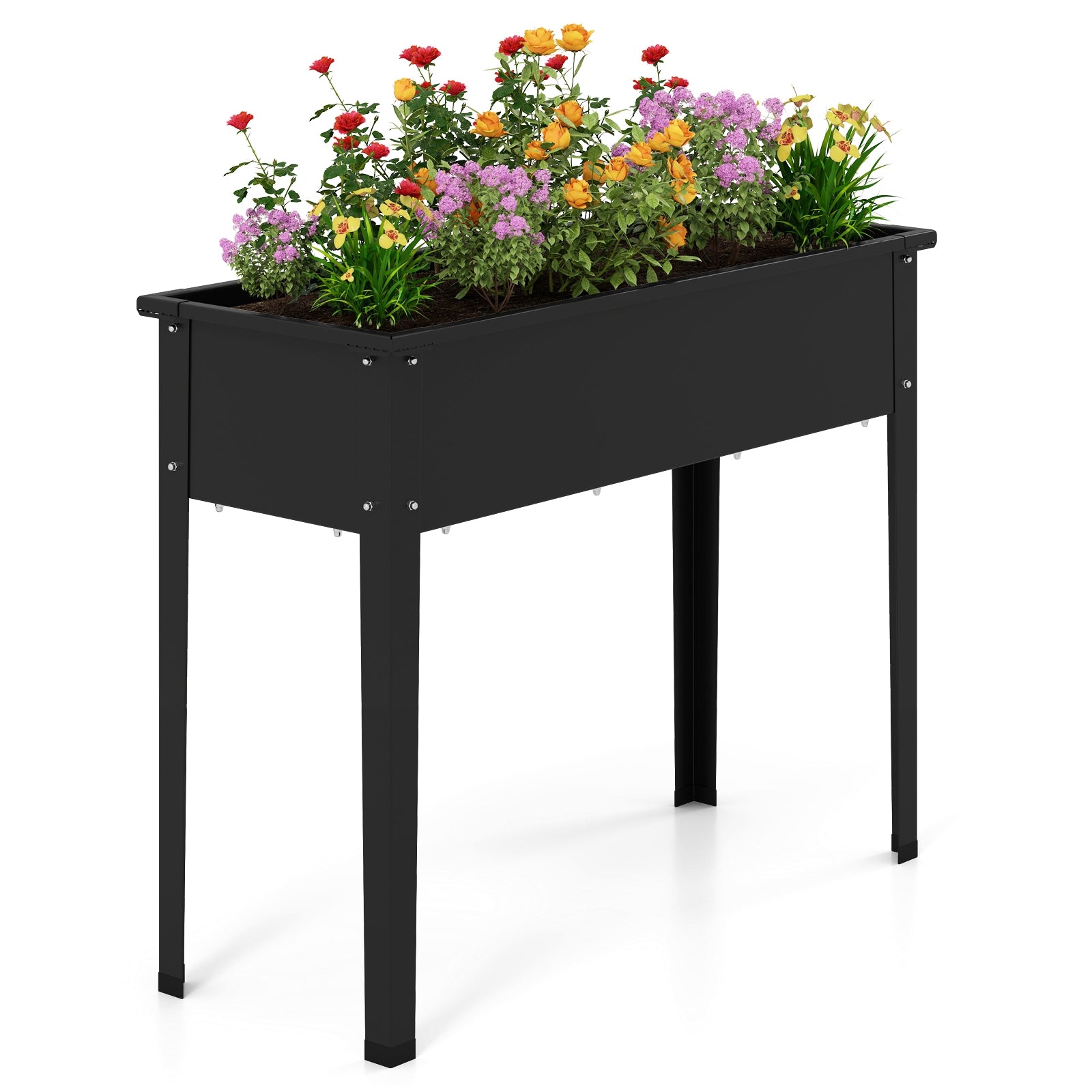 Raised Garden Bed Elevated Metal Planter Box with Legs Drainage Holes-M, Black Raised Garden Beds at Gallery Canada