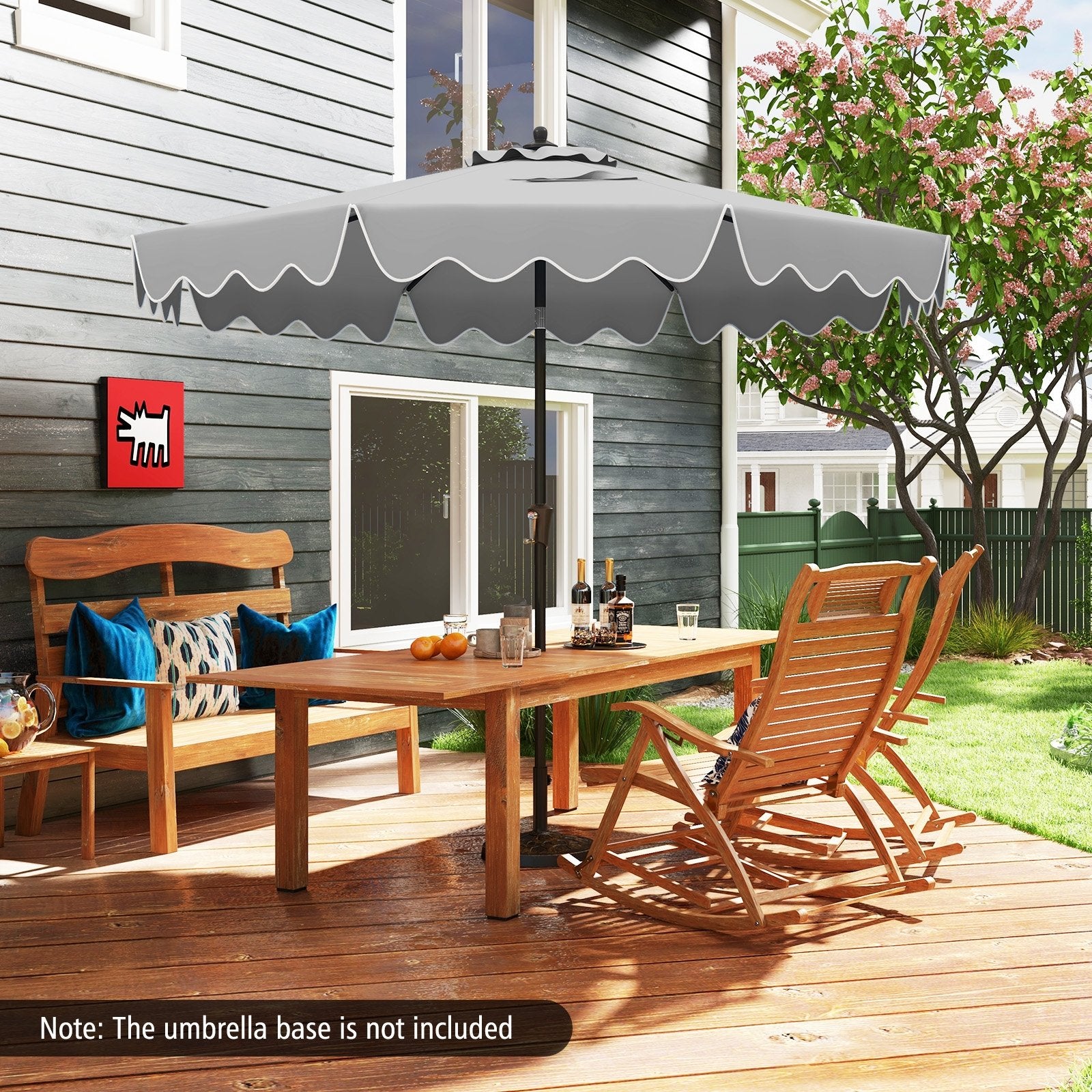 9 Feet Patio Umbrella with Crank Handle and Push Button Tilt, Gray Outdoor Umbrellas at Gallery Canada