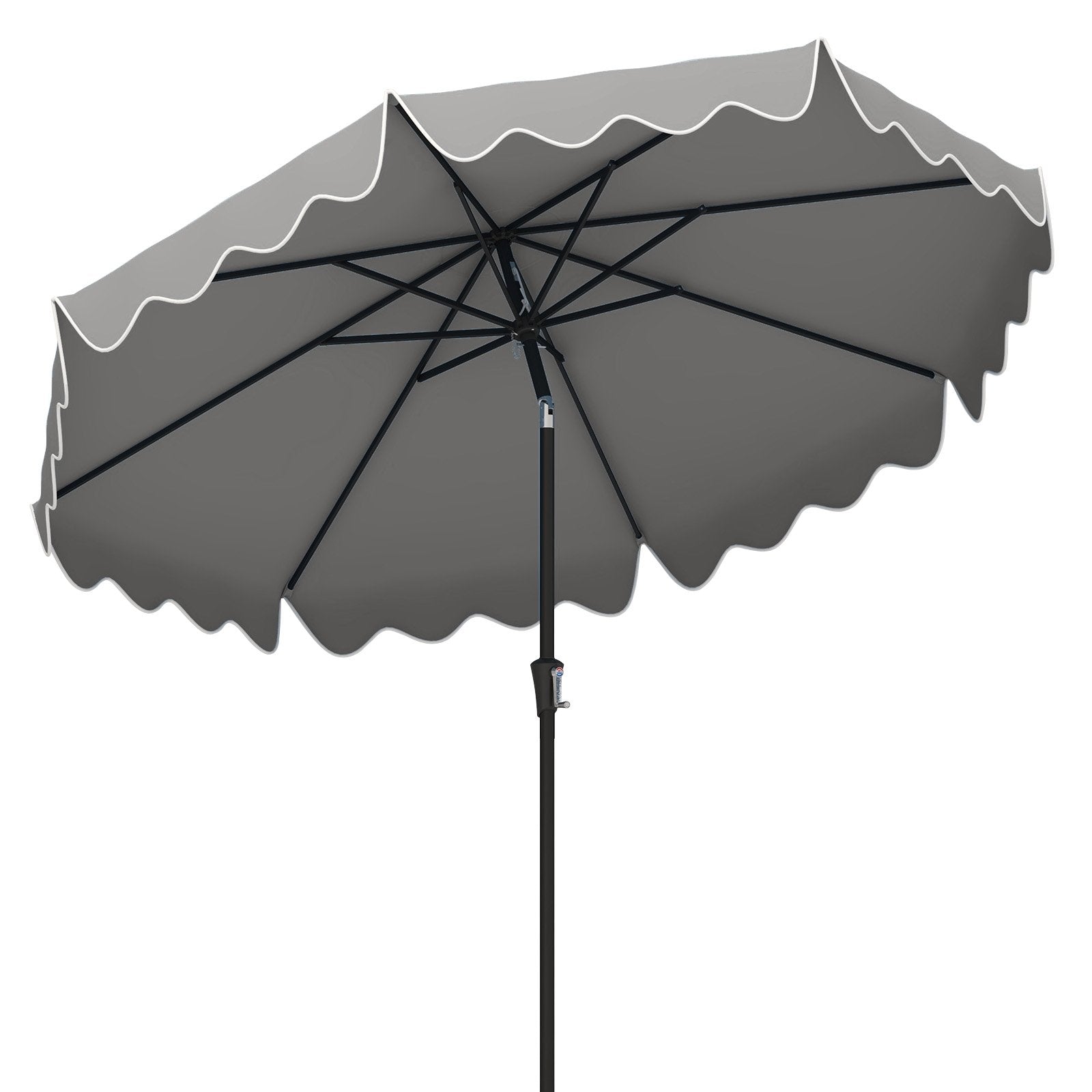 9 Feet Patio Umbrella with Crank Handle and Push Button Tilt, Gray Outdoor Umbrellas Gray at Gallery Canada
