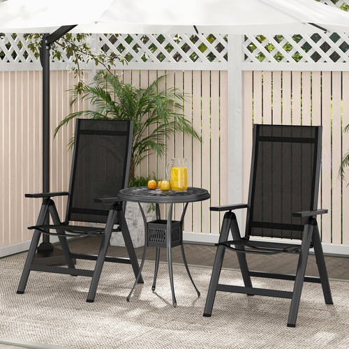 Outdoor Dining Chair with Soft Padded Seat and 7-Position Adjustable Backrest Set of 2, Black