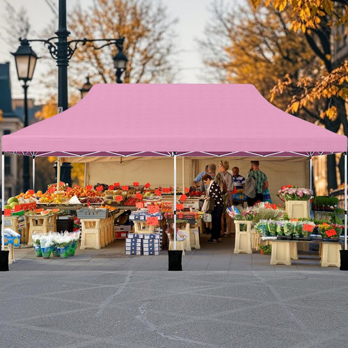 10 X 20 FT Pop up Canopy Tent Foldable Portable Outdoor Gazebo with Carry Bag, Pink