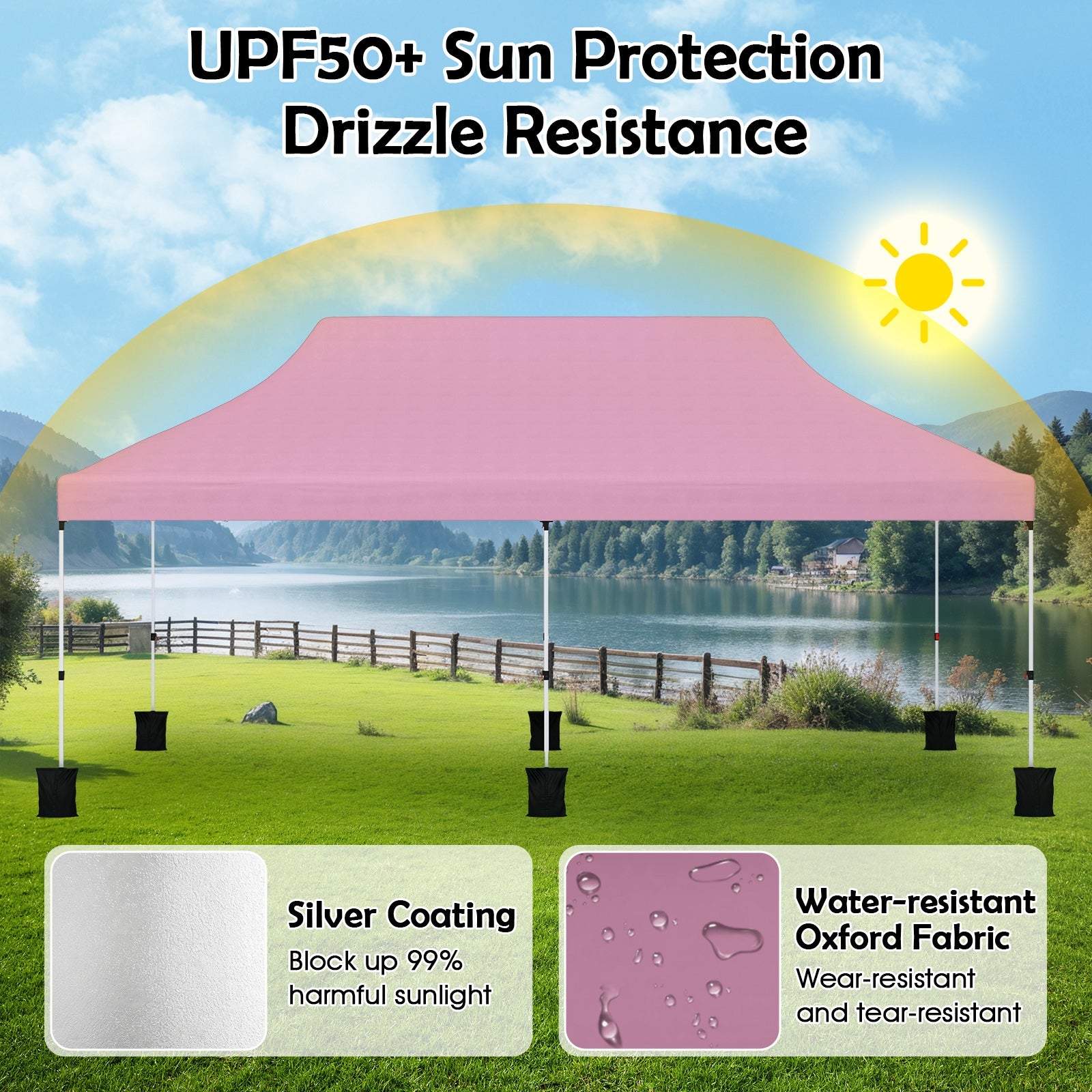 10 X 20 FT Pop up Canopy Tent Foldable Portable Outdoor Gazebo with Carry Bag, Pink Canopies at Gallery Canada