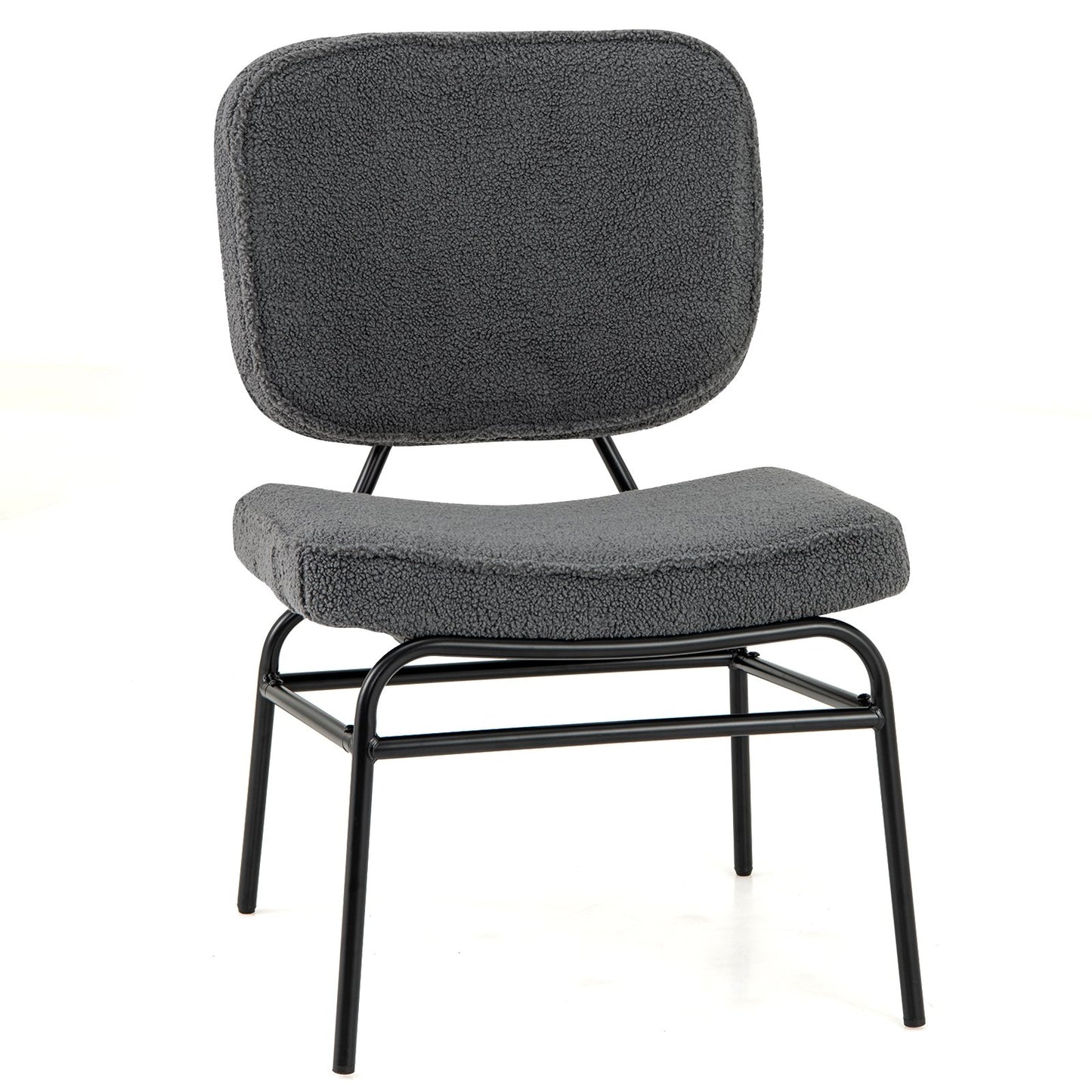 Upholstered Accent Chair Sherpa Reading Chair with Sponge Padding, Gray Armless Chairs Gray  at Gallery Canada