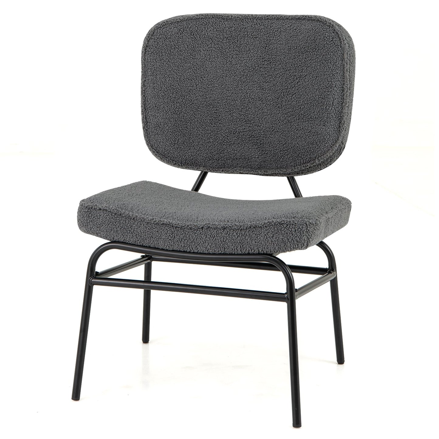 Upholstered Accent Chair Sherpa Reading Chair with Sponge Padding, Gray Armless Chairs   at Gallery Canada