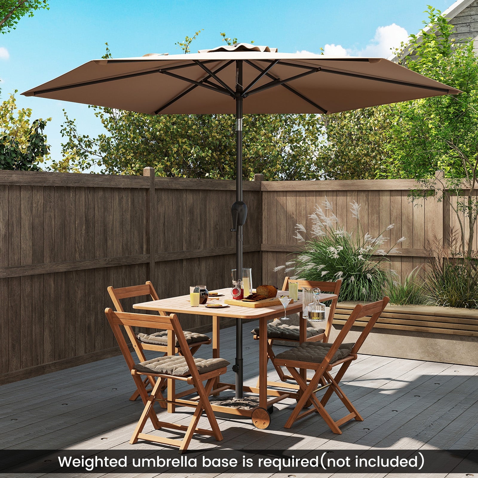 7.5 feet Outdoor Patio Heavy Duty Market Umbrella with Push Button Tilt, Tan Outdoor Umbrellas at Gallery Canada