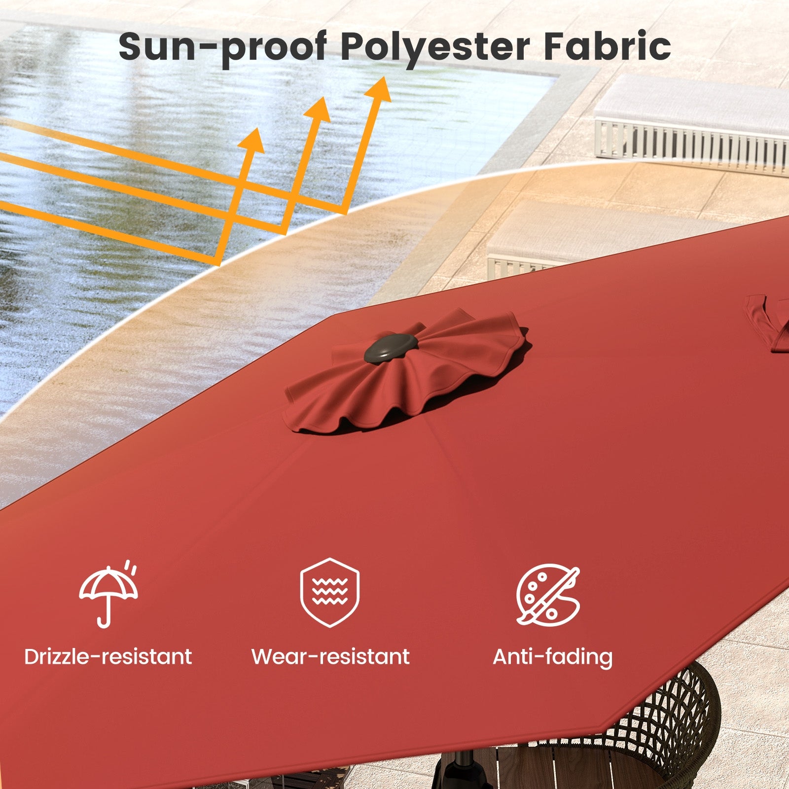 7.5 feet Outdoor Patio Heavy Duty Market Umbrella with Push Button Tilt, Tan Outdoor Umbrellas at Gallery Canada
