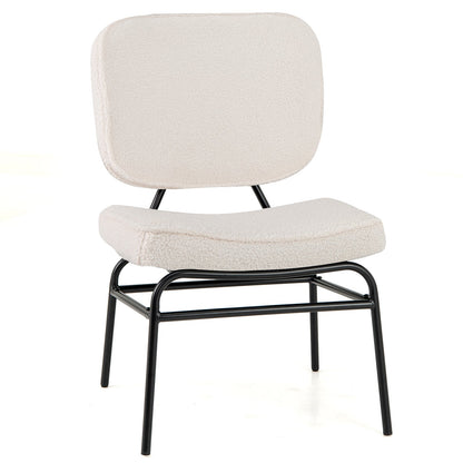 Upholstered Accent Chair Sherpa Reading Chair with Sponge Padding, Beige Armless Chairs Beige  at Gallery Canada