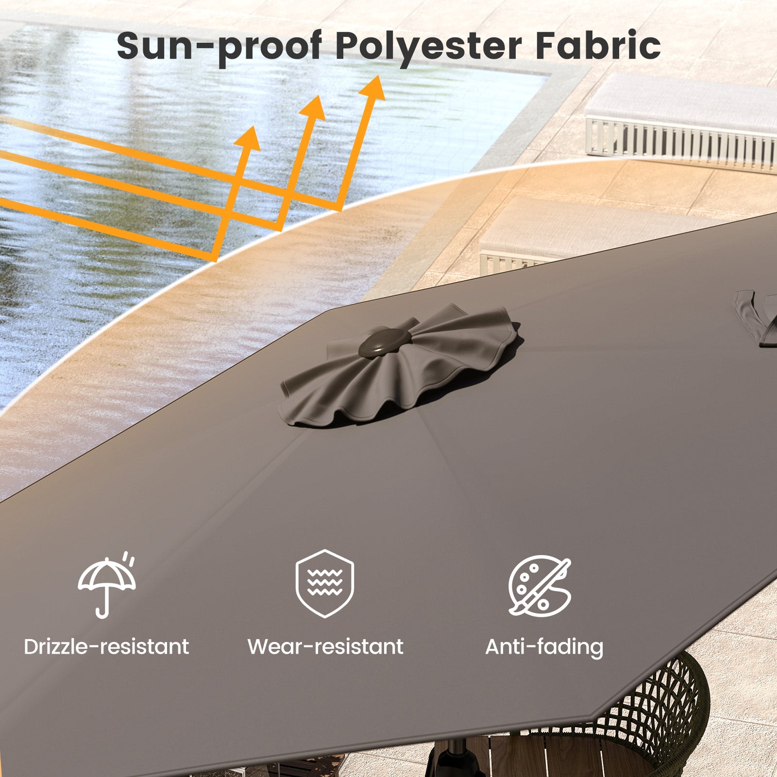 7.5 feet Outdoor Patio Heavy Duty Market Umbrella with Push Button Tilt, Gray Outdoor Umbrellas at Gallery Canada