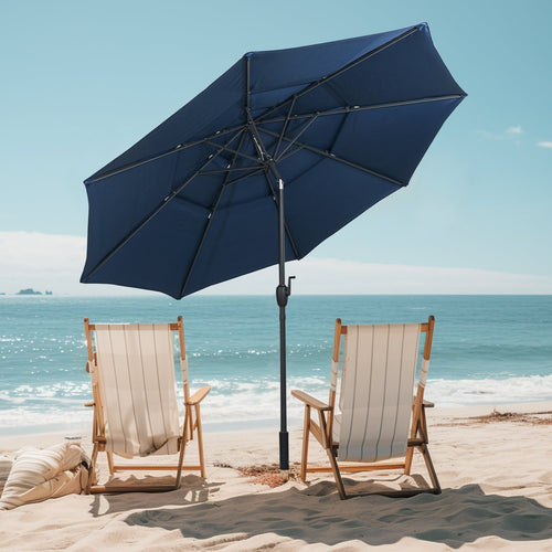 10 ft 3-tier Vented Patio Umbrella with Push Button Tilt, Navy