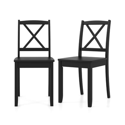 Wood Dining Chair Set of 2 with Rubber Wood Legs and Curved Backrest, Black Dining Chairs Black  at Gallery Canada