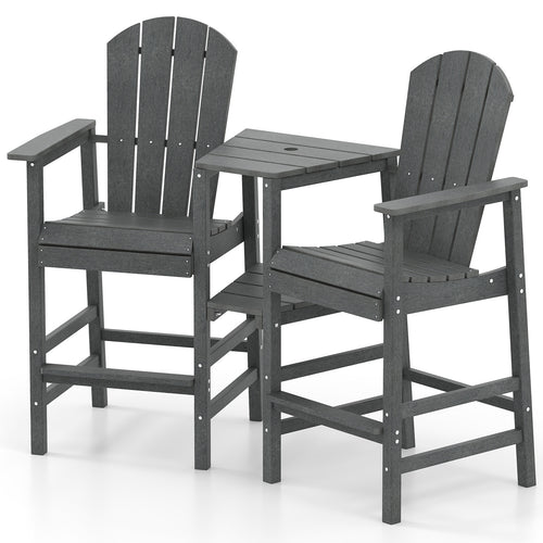 2-Seat Adirondack Chair All-Weather Adirondack Chair with Double Connecting Tray, Gray