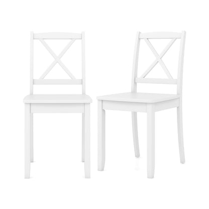 Wood Dining Chair Set of 2 with Rubber Wood Legs and Curved Backrest, White Dining Chairs White  at Gallery Canada