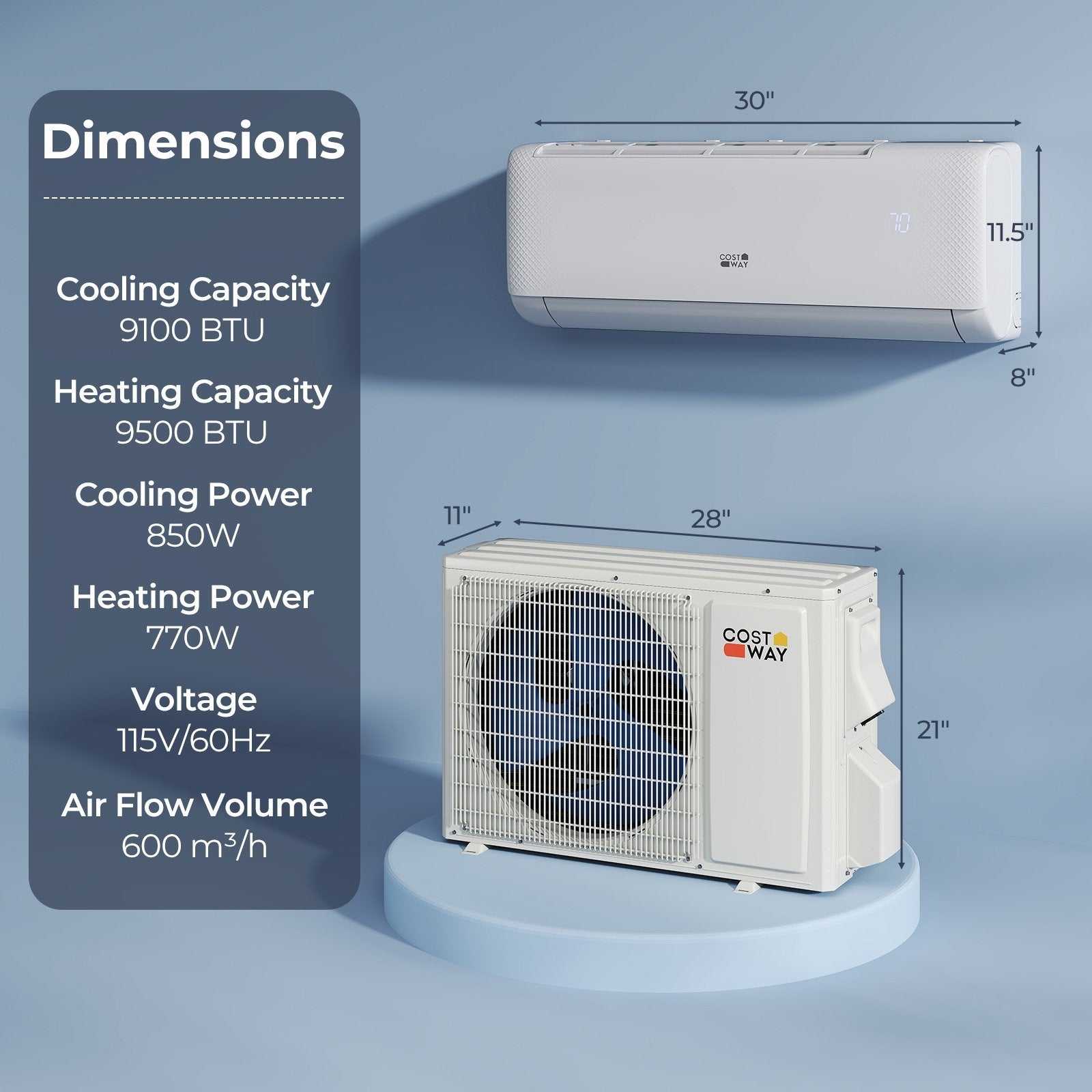 Airtural Series 9100 BTU 20.5 SEER2 WiFi Enabled Mini Split AC 115V Compatible with Alexa, White Mini Split Air Conditioners at Gallery Canada
