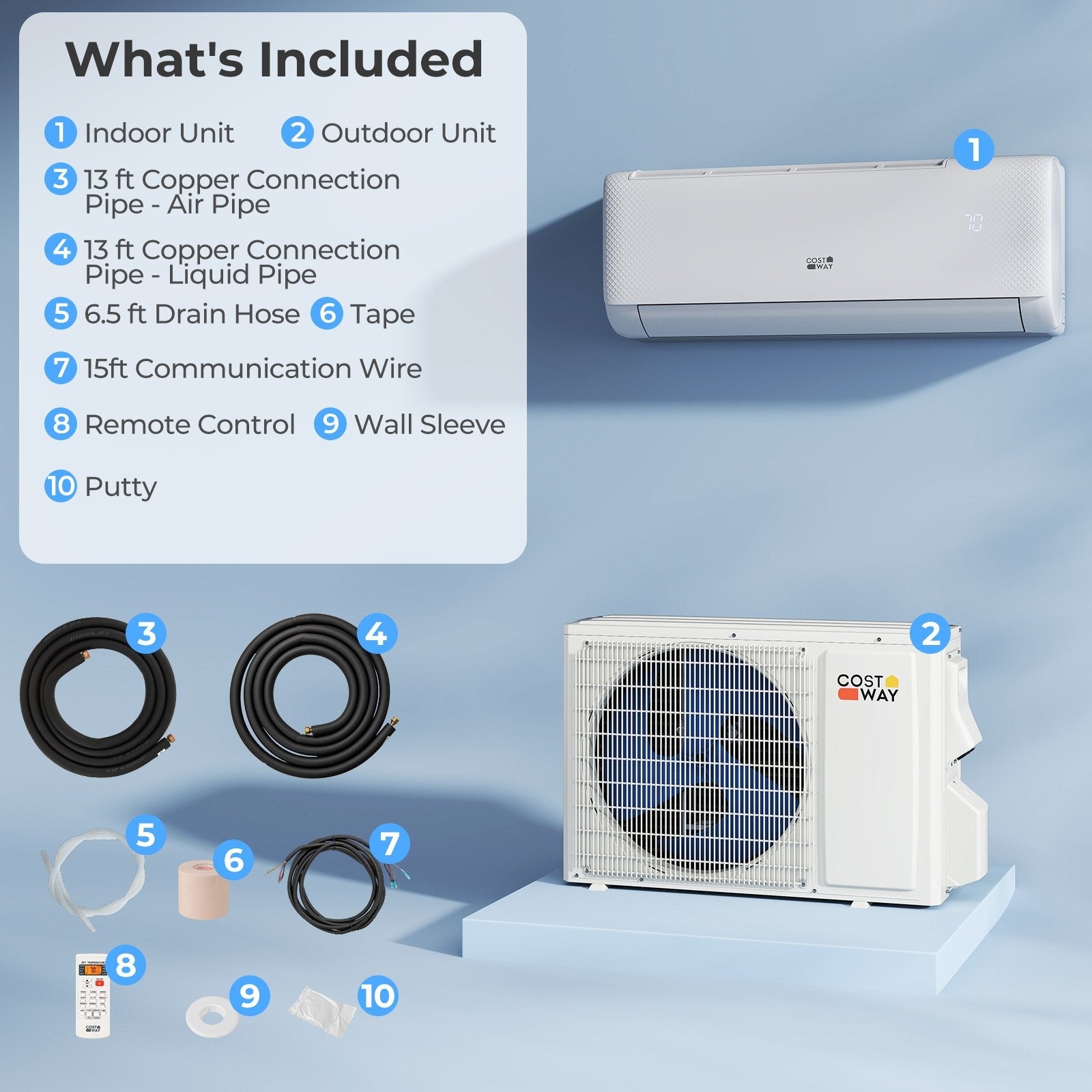 Airtural Series 9100 BTU 20.5 SEER2 WiFi Enabled Mini Split AC 115V Compatible with Alexa, White Mini Split Air Conditioners at Gallery Canada