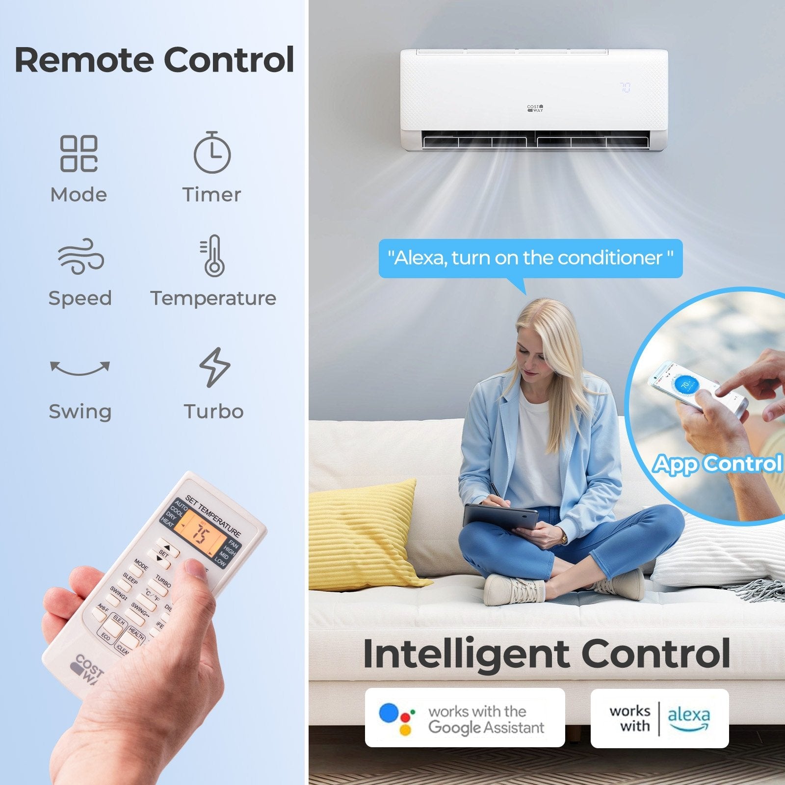 Airtural Series 9100 BTU 20.5 SEER2 WiFi Enabled Mini Split AC 115V Compatible with Alexa, White Mini Split Air Conditioners at Gallery Canada