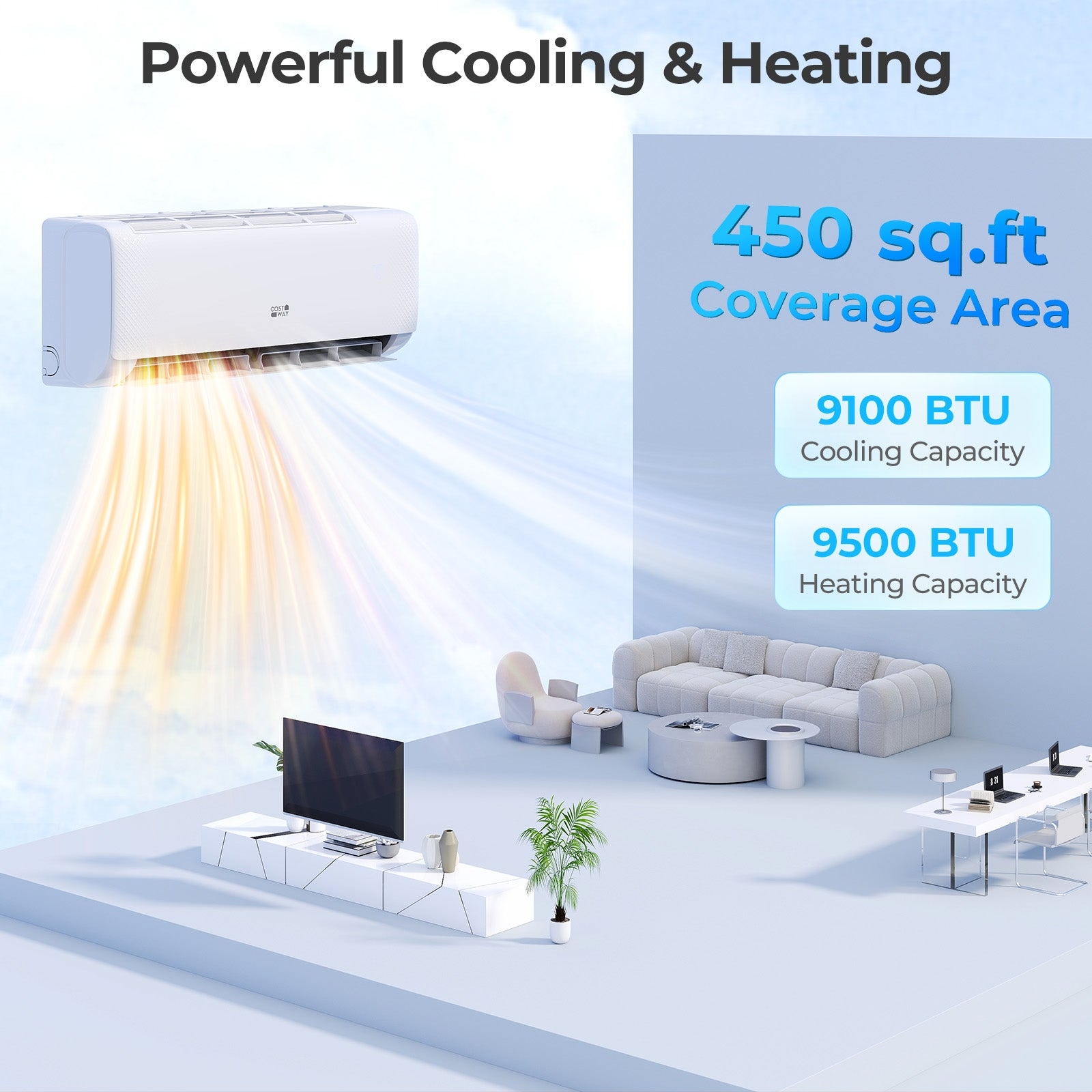 Airtural Series 9100 BTU 20.5 SEER2 WiFi Enabled Mini Split AC 115V Compatible with Alexa, White Mini Split Air Conditioners at Gallery Canada