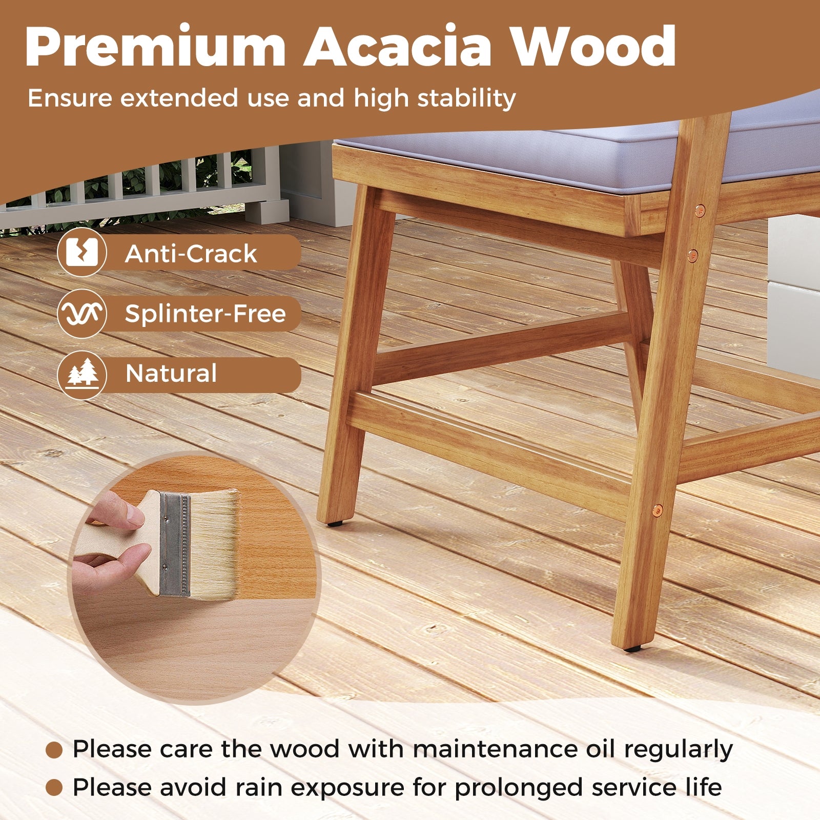 Outdoor Acacia Wood Patio Wicker Dining Chairs Set of 4 with Seat Cushion, Gray Patio Dining Chairs at Gallery Canada
