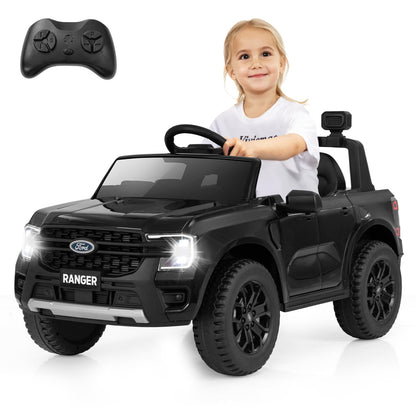 12V Electric Kids Ride on Car Licensed Ford Ranger with Remote Control and Music, Black Powered Ride On Toys   at Gallery Canada