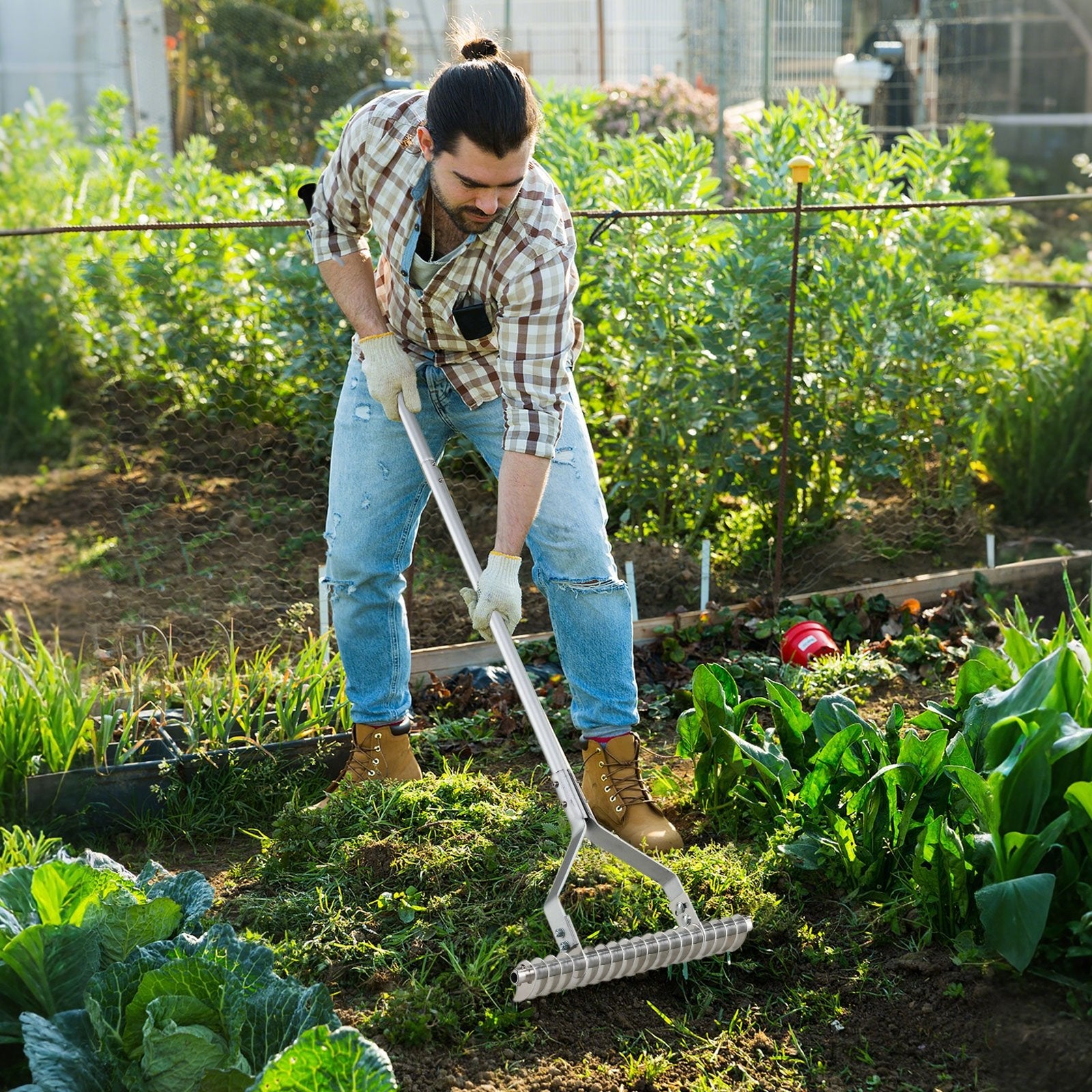 20 Inches Wide Aluminum Lawn Loosening Soil Rake with Long Handle and 19 Curved Tines Lawn Care Tools at Gallery Canada