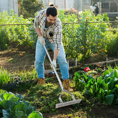 20 Inches Wide Aluminum Lawn Loosening Soil Rake with Long Handle and 19 Curved Tines Lawn Care Tools Options at Gallery Canada