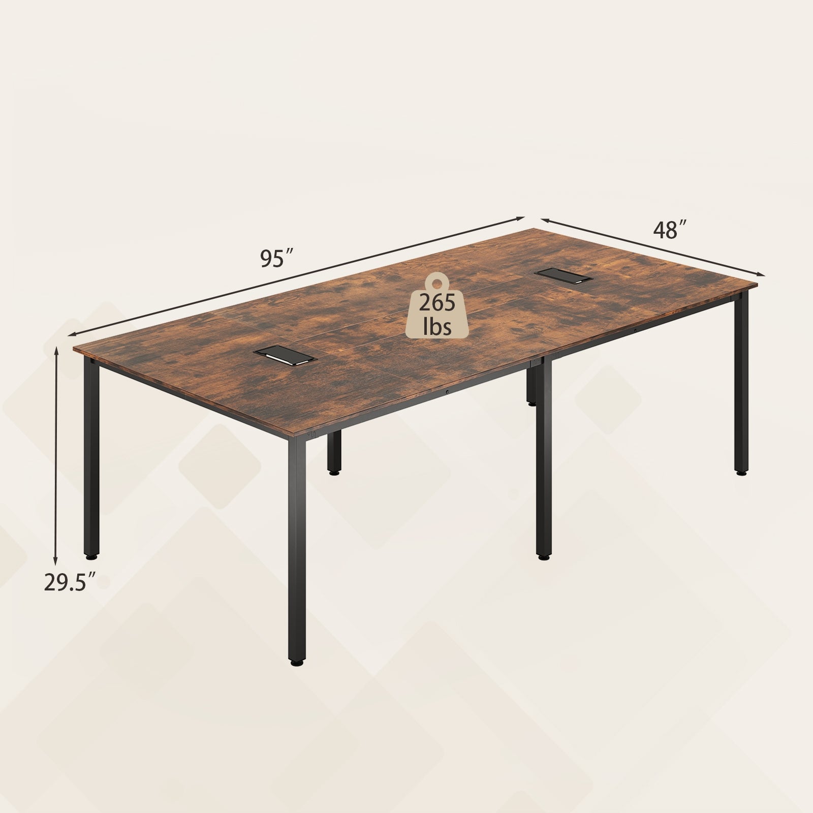 8 FT Conference Room Table Large Meeting Table Seats up to 10 People, Rustic Brown Standing Desks at Gallery Canada